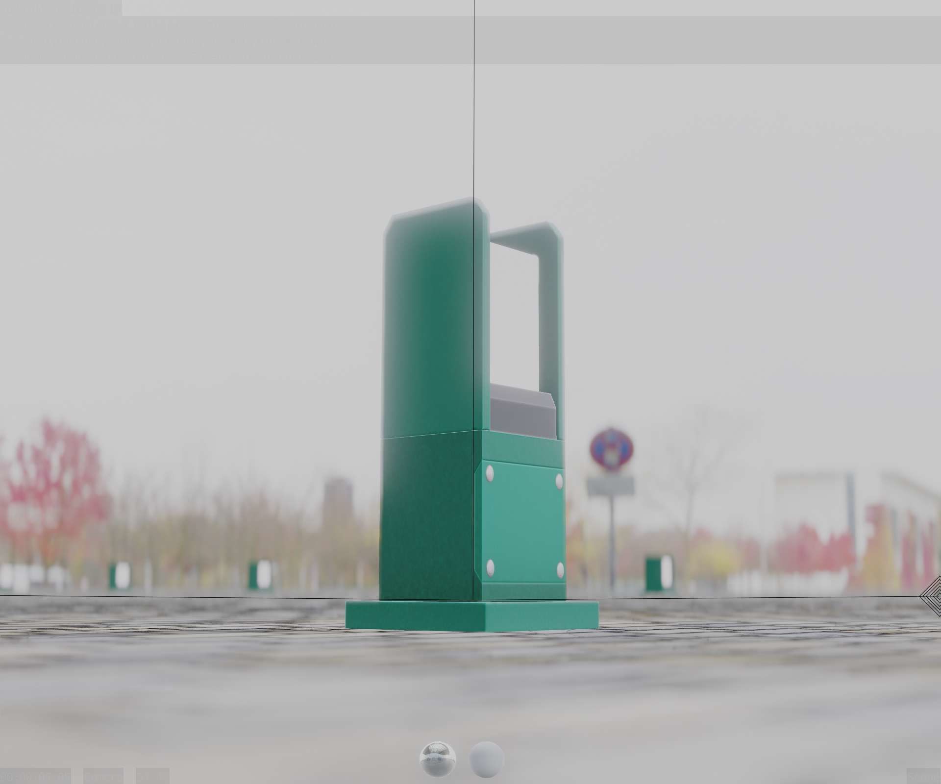 Street Light 8 Bollard 350mm Moss Green Version 1 Low-poly 3D model_30