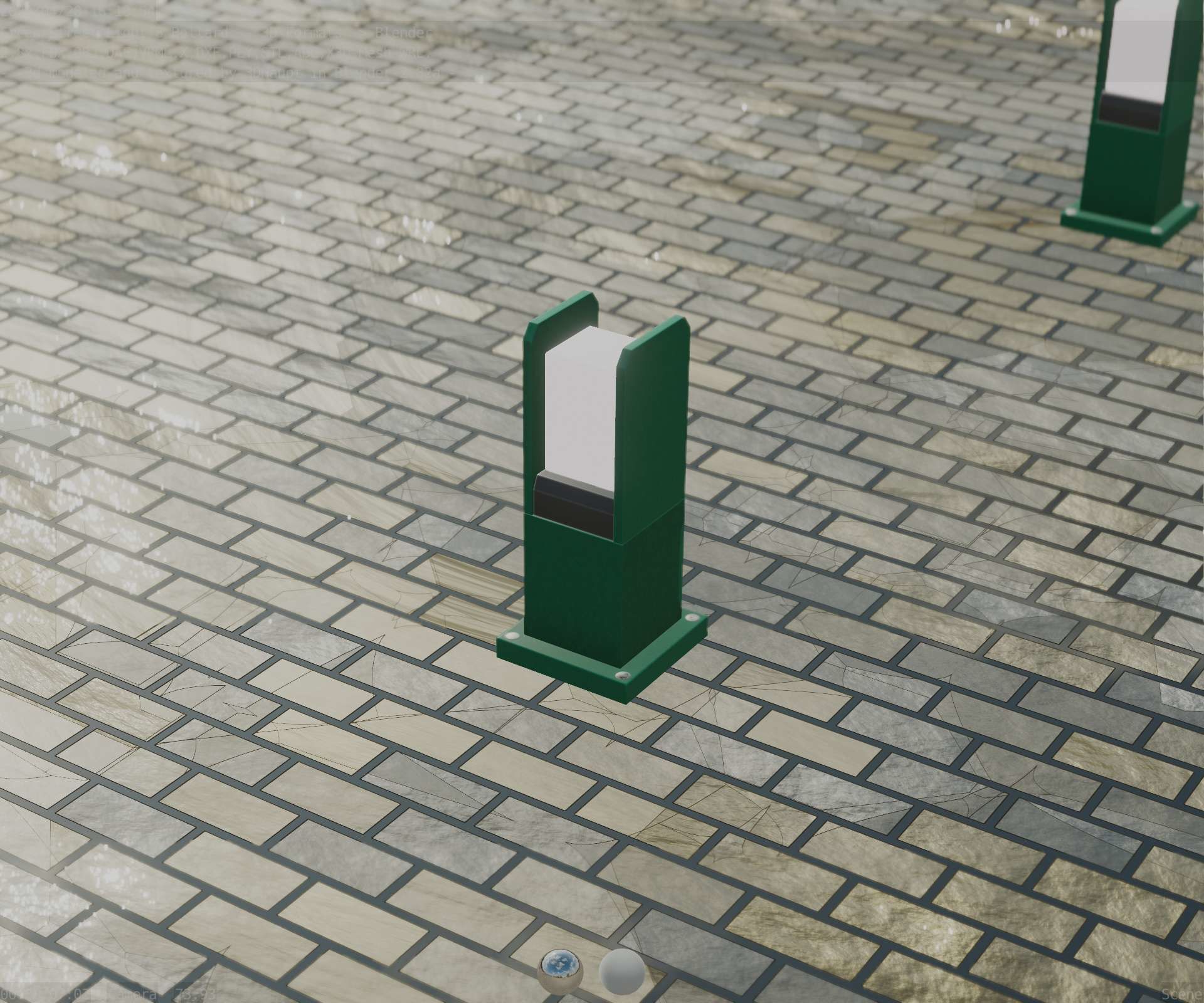 Street Light 8 Bollard 350mm Moss Green Version 1 Low-poly 3D model_75