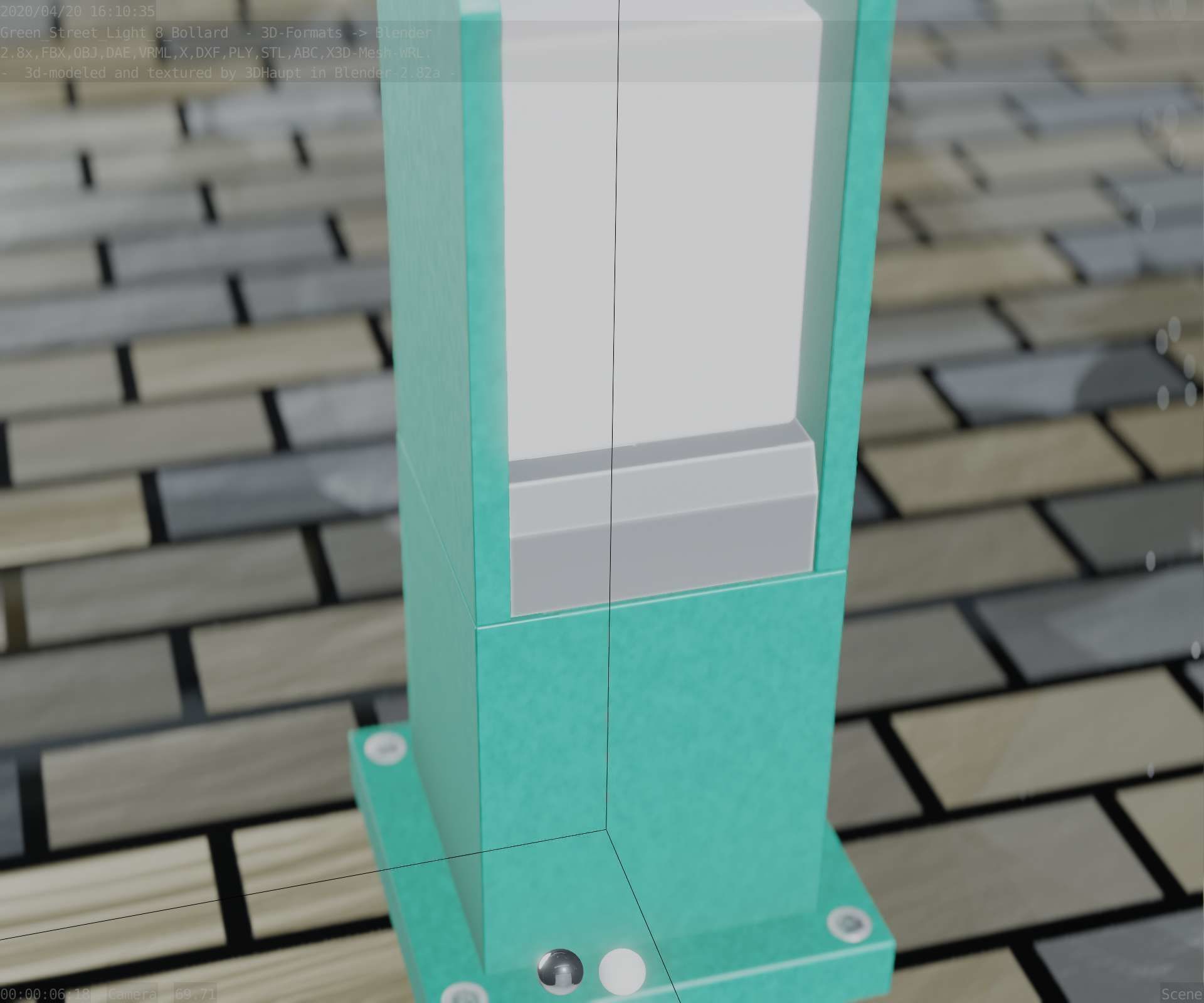 Street Light 8 Bollard 350mm Moss Green Version 1 Low-poly 3D model_67