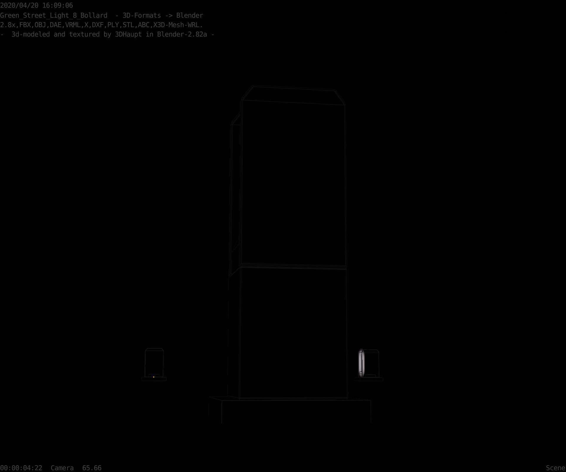 Street Light 8 Bollard 350mm Moss Green Version 1 Low-poly 3D model_24