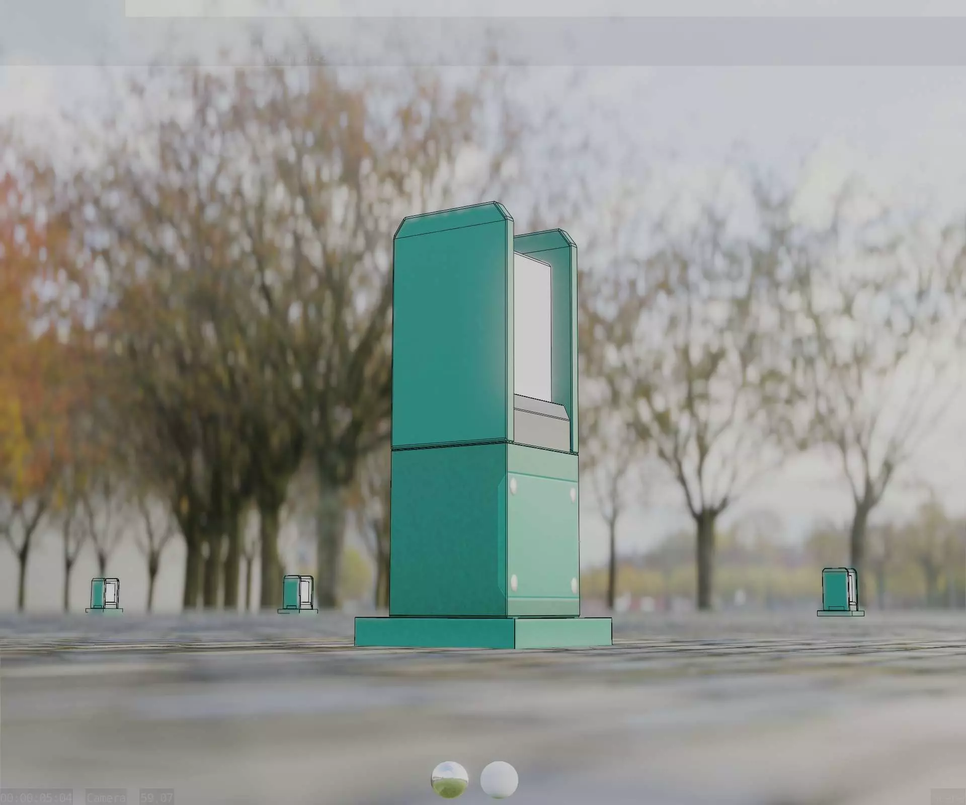 Street Light 8 Bollard 350mm Moss Green Version 1 Low-poly 3D model_0