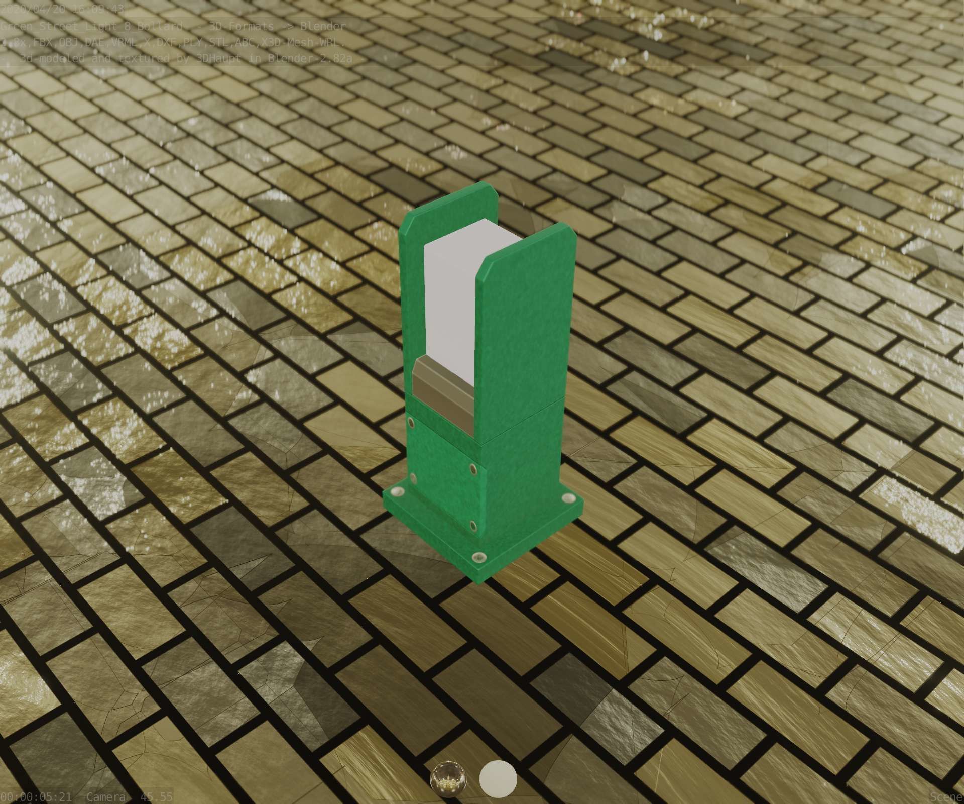 Street Light 8 Bollard 350mm Moss Green Version 1 Low-poly 3D model_46