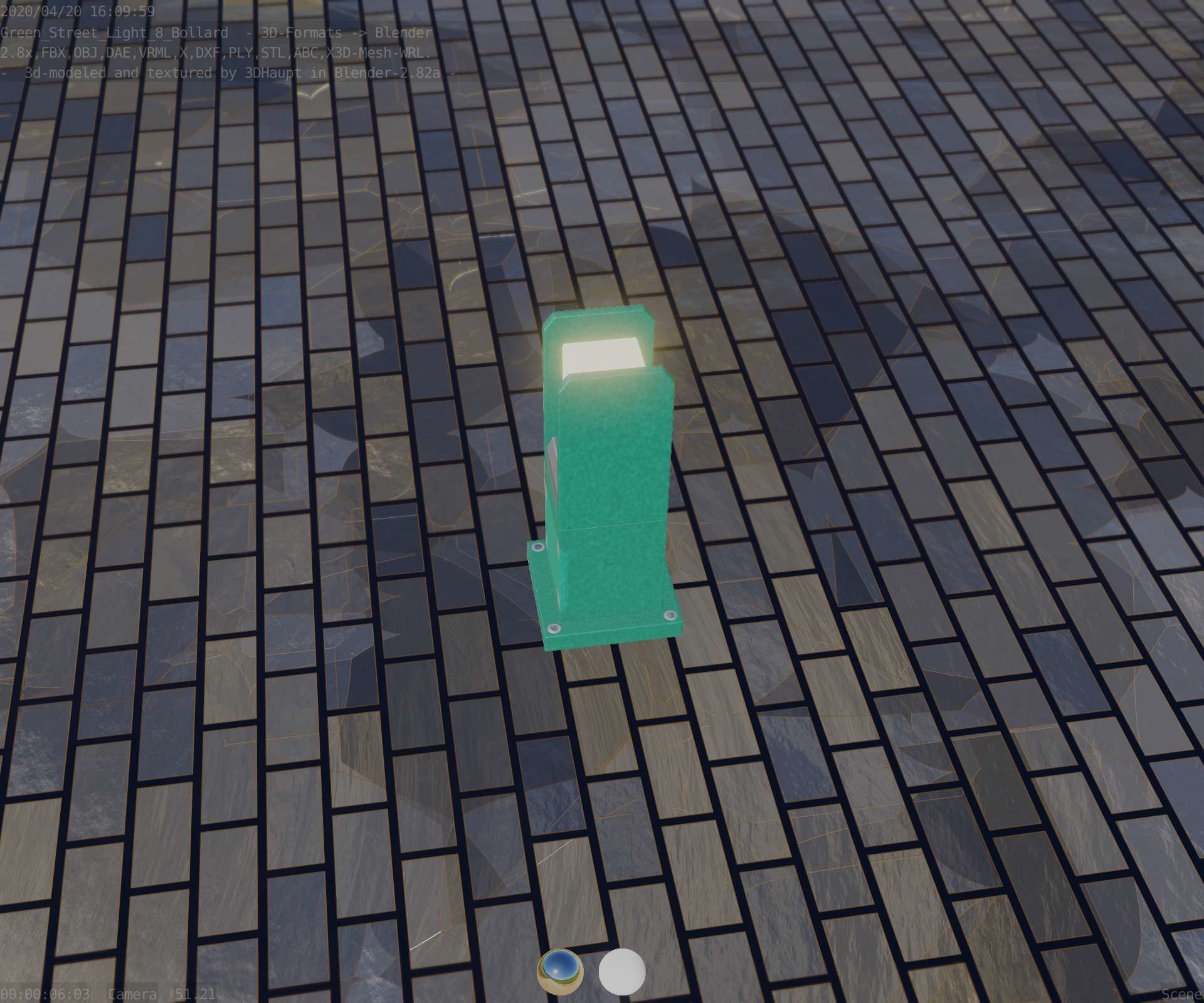 Street Light 8 Bollard 350mm Moss Green Version 1 Low-poly 3D model_52