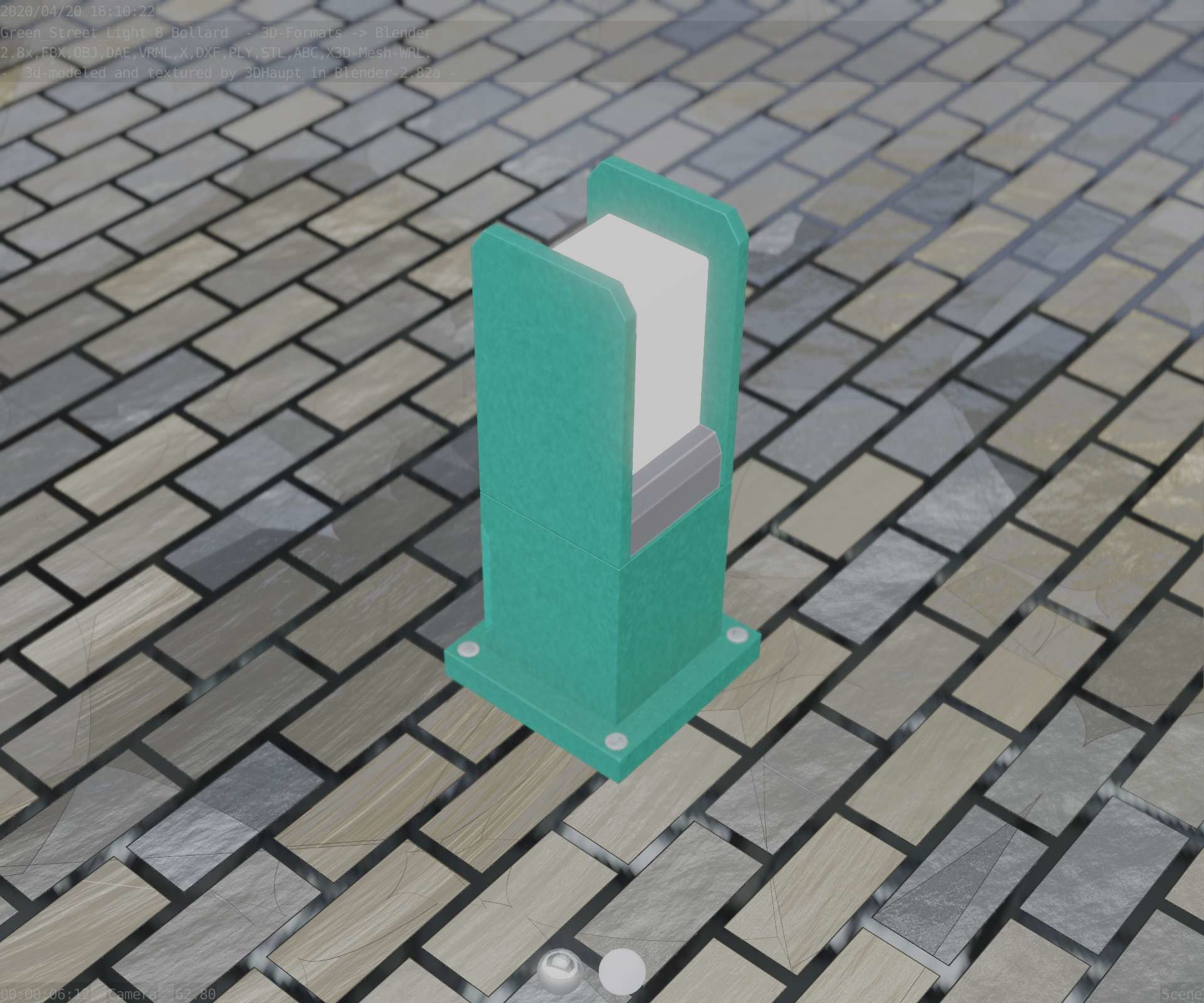Street Light 8 Bollard 350mm Moss Green Version 1 Low-poly 3D model_61