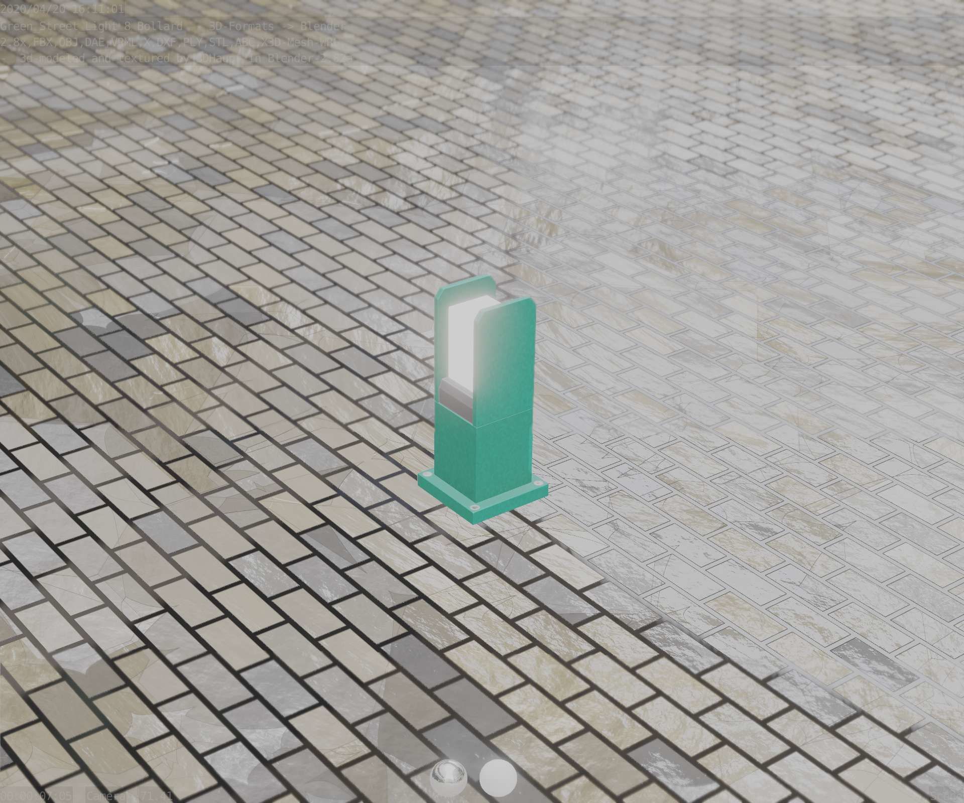 Street Light 8 Bollard 350mm Moss Green Version 1 Low-poly 3D model_78