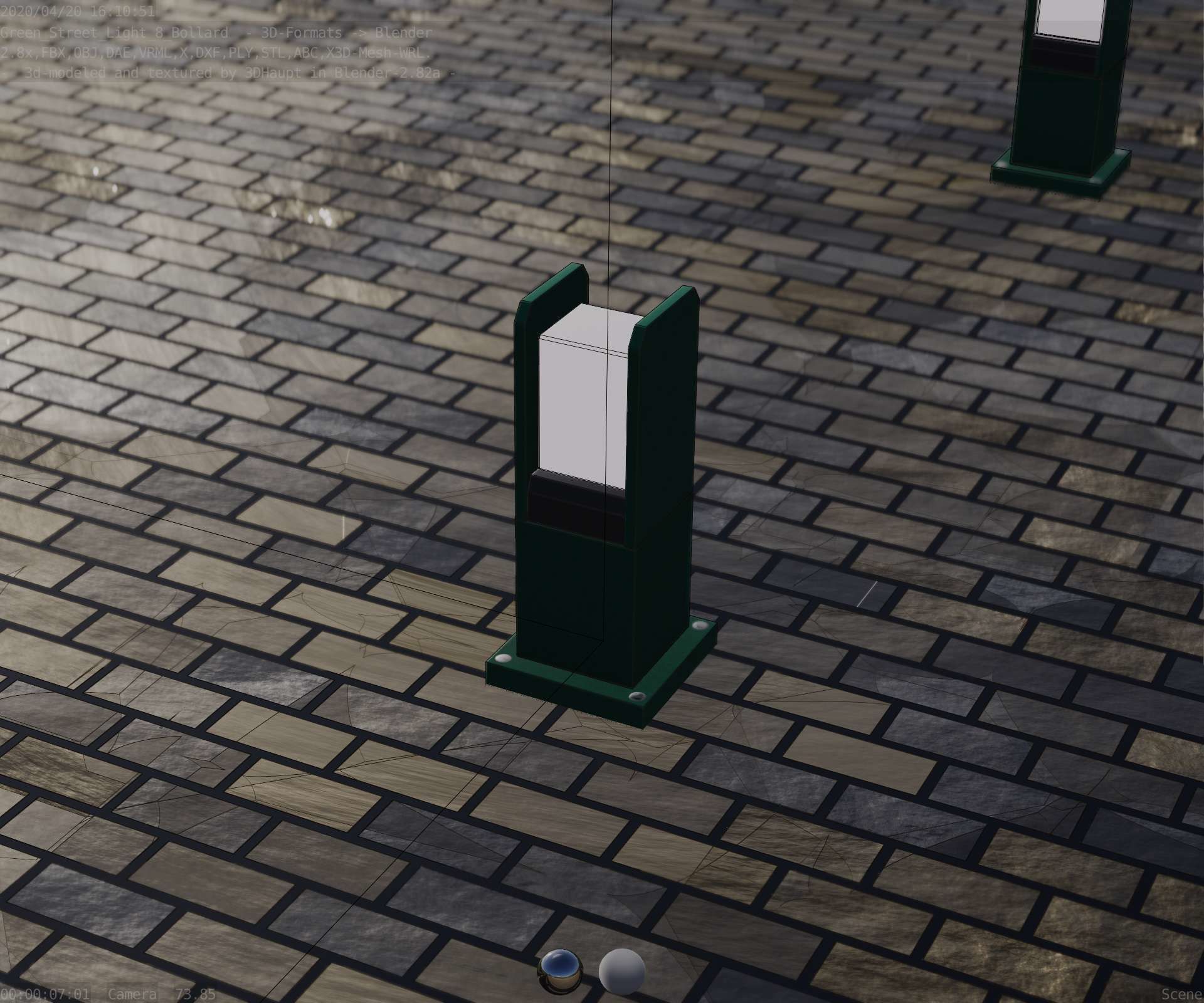 Street Light 8 Bollard 350mm Moss Green Version 1 Low-poly 3D model_74