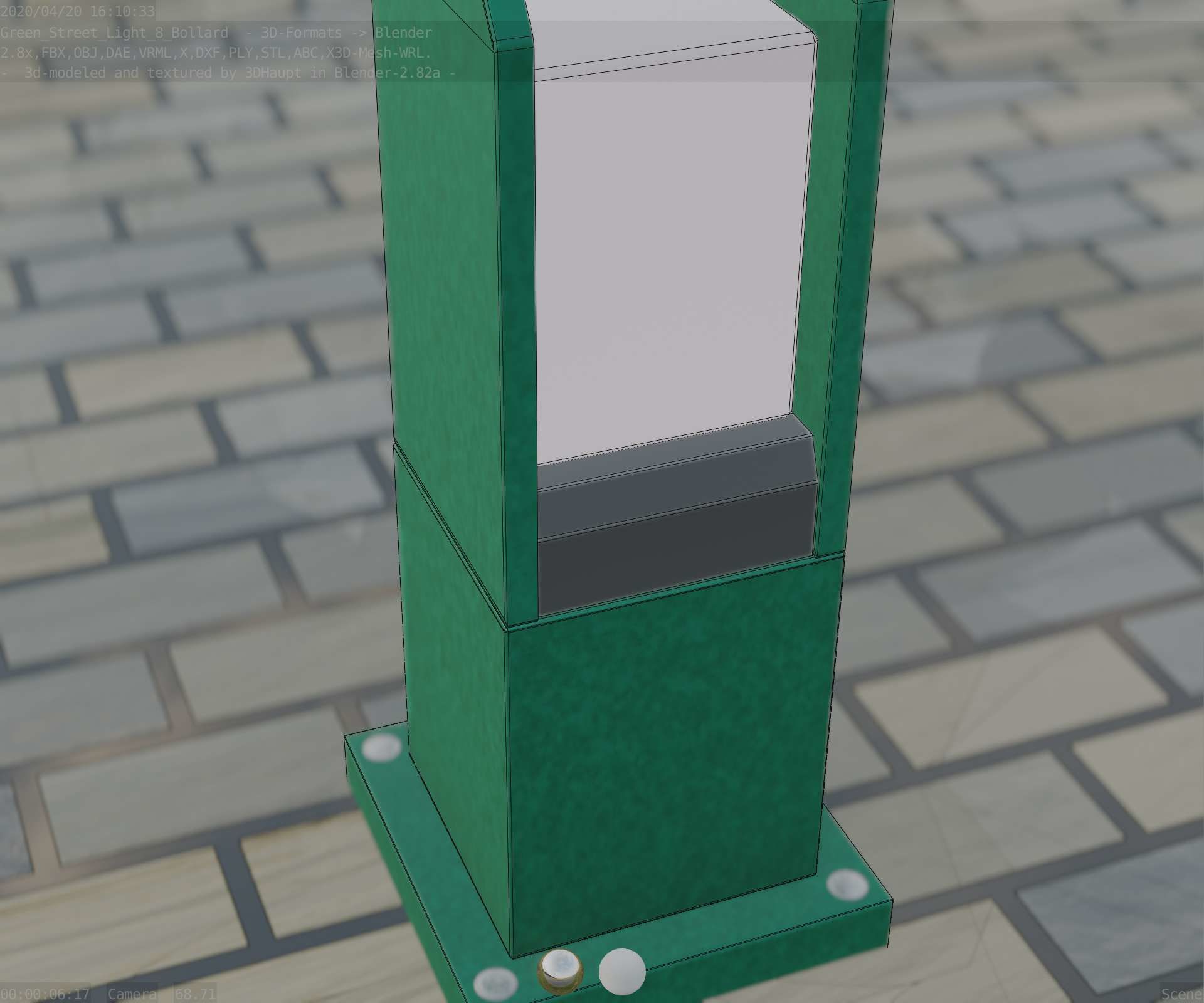 Street Light 8 Bollard 350mm Moss Green Version 1 Low-poly 3D model_66