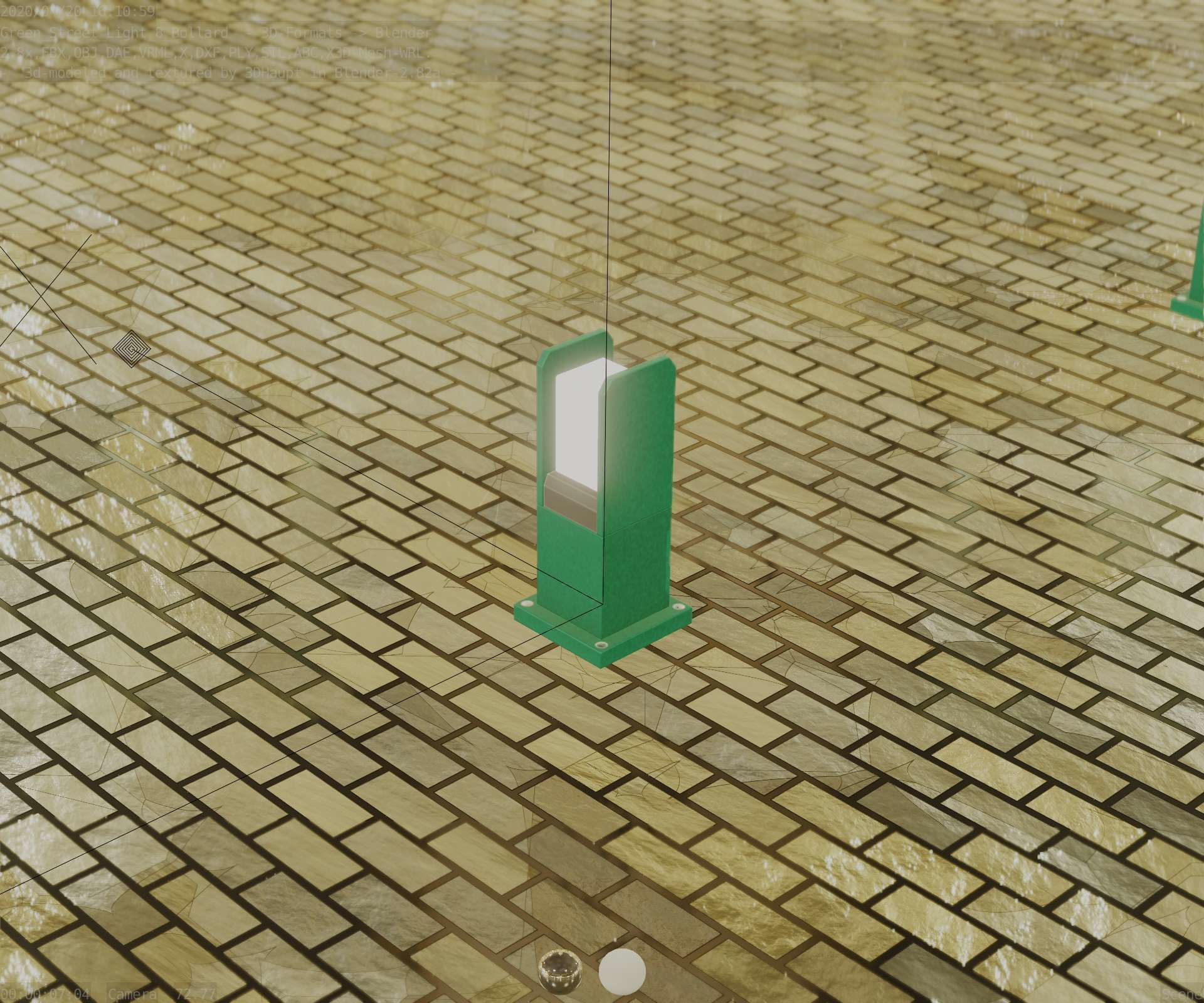 Street Light 8 Bollard 350mm Moss Green Version 1 Low-poly 3D model_77