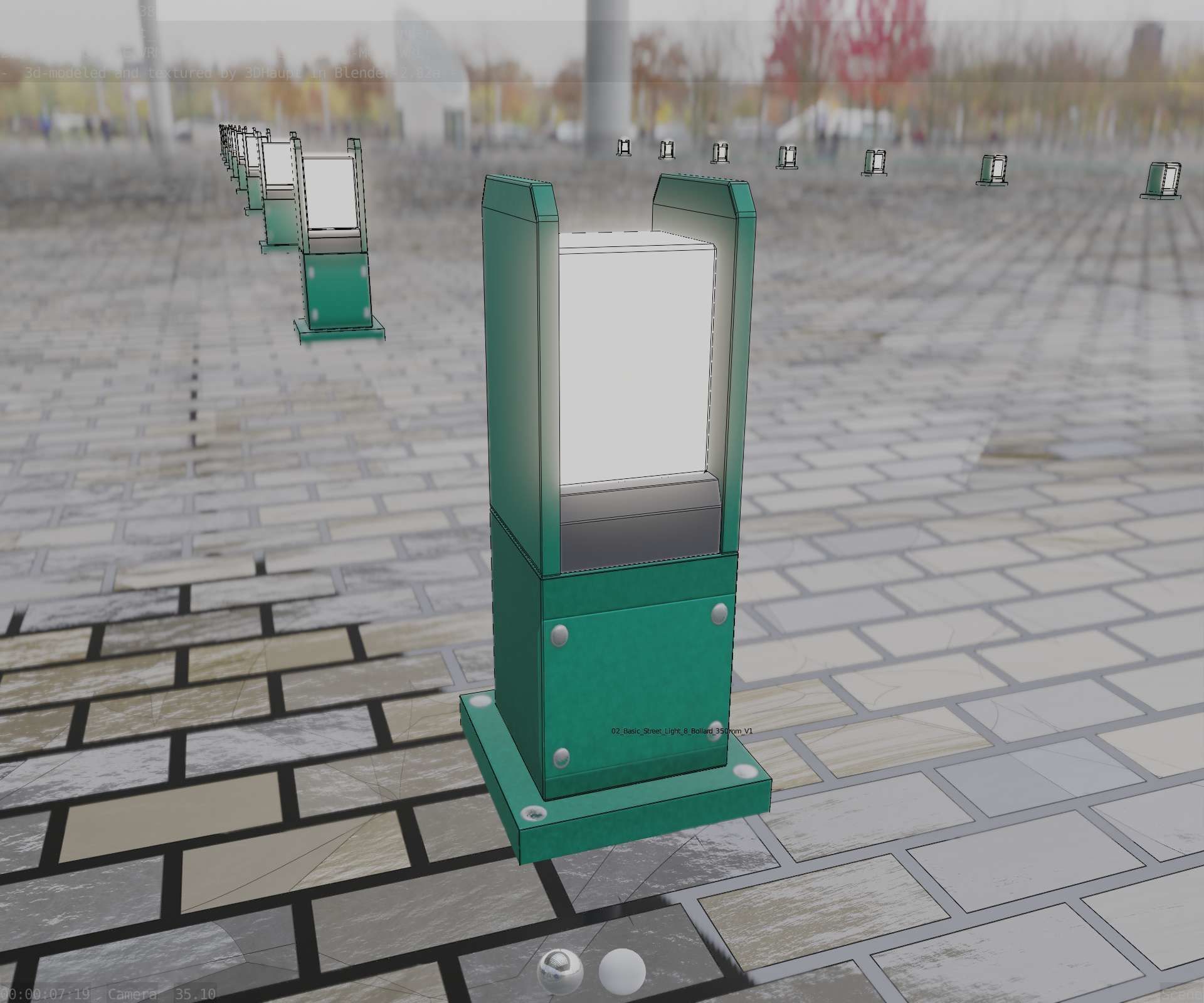 Street Light 8 Bollard 350mm Moss Green Version 1 Low-poly 3D model_92