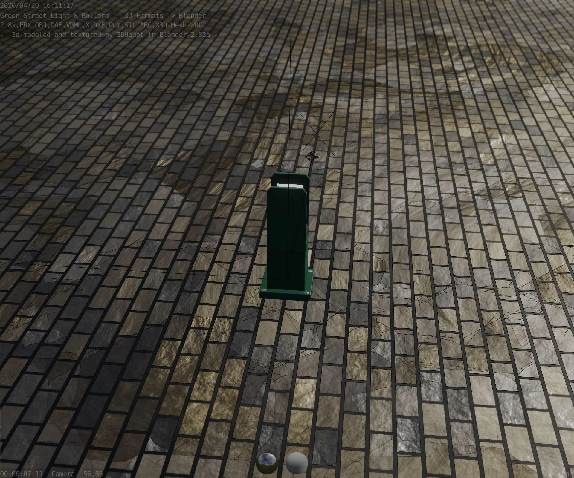 Street Light 8 Bollard 350mm Moss Green Version 1 Low-poly 3D model_84