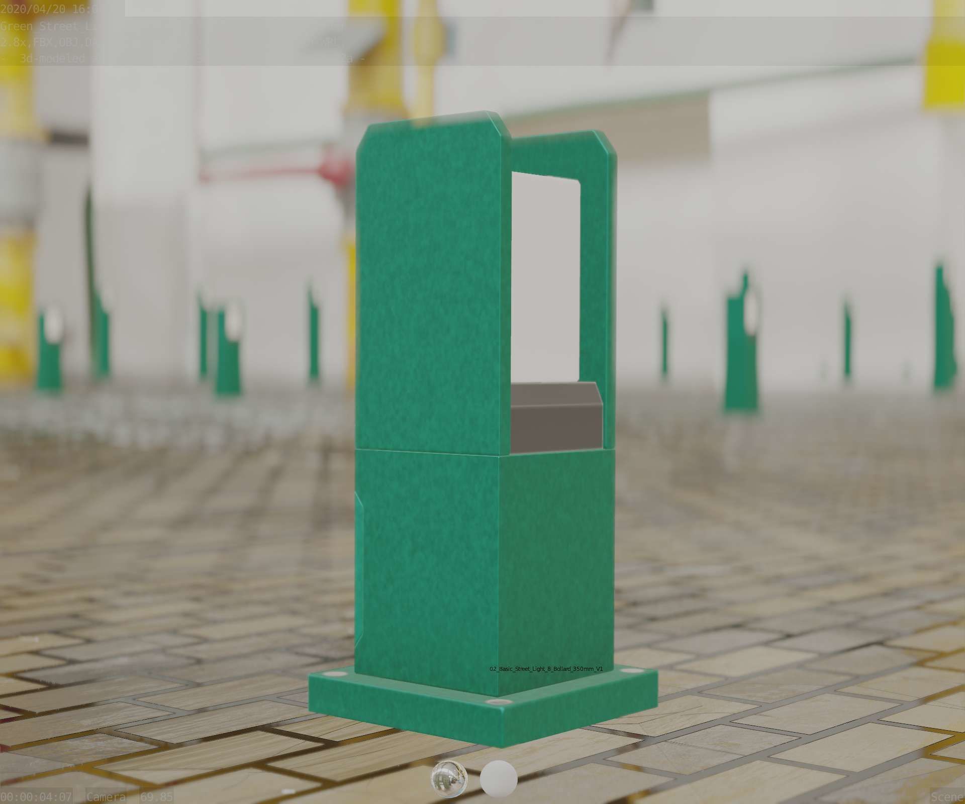 Street Light 8 Bollard 350mm Moss Green Version 1 Low-poly 3D model_9