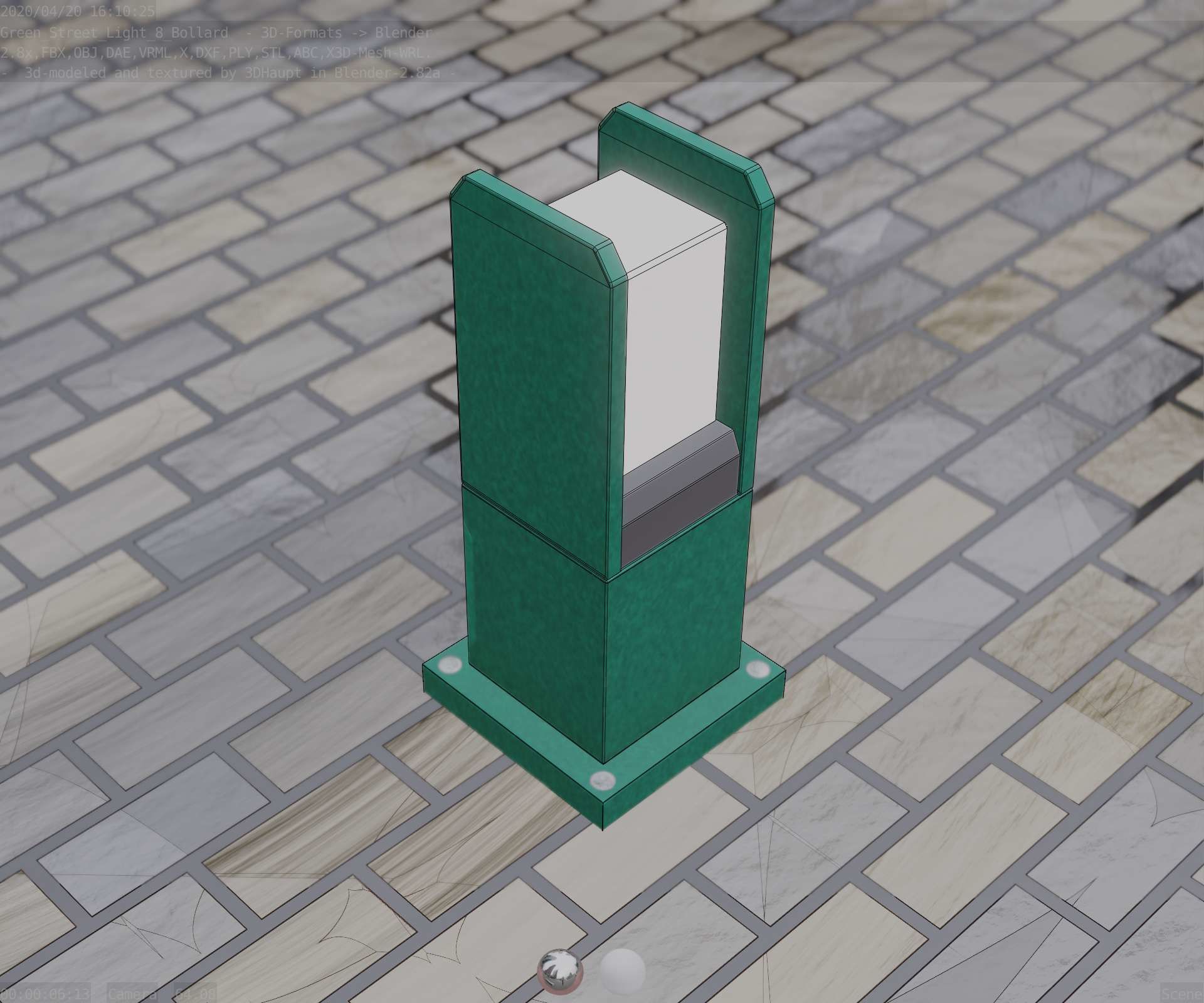 Street Light 8 Bollard 350mm Moss Green Version 1 Low-poly 3D model_62