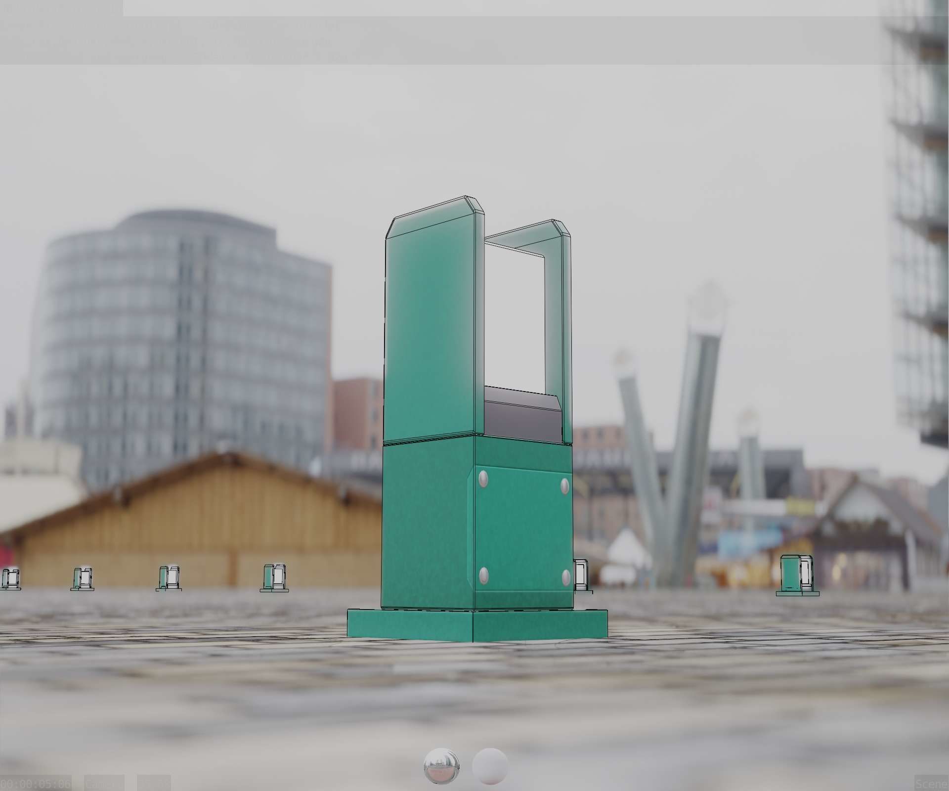 Street Light 8 Bollard 350mm Moss Green Version 1 Low-poly 3D model_31