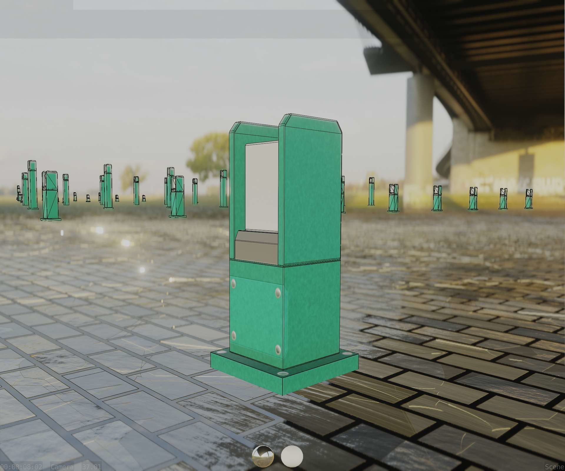 Street Light 8 Bollard 350mm Moss Green Version 1 Low-poly 3D model_2