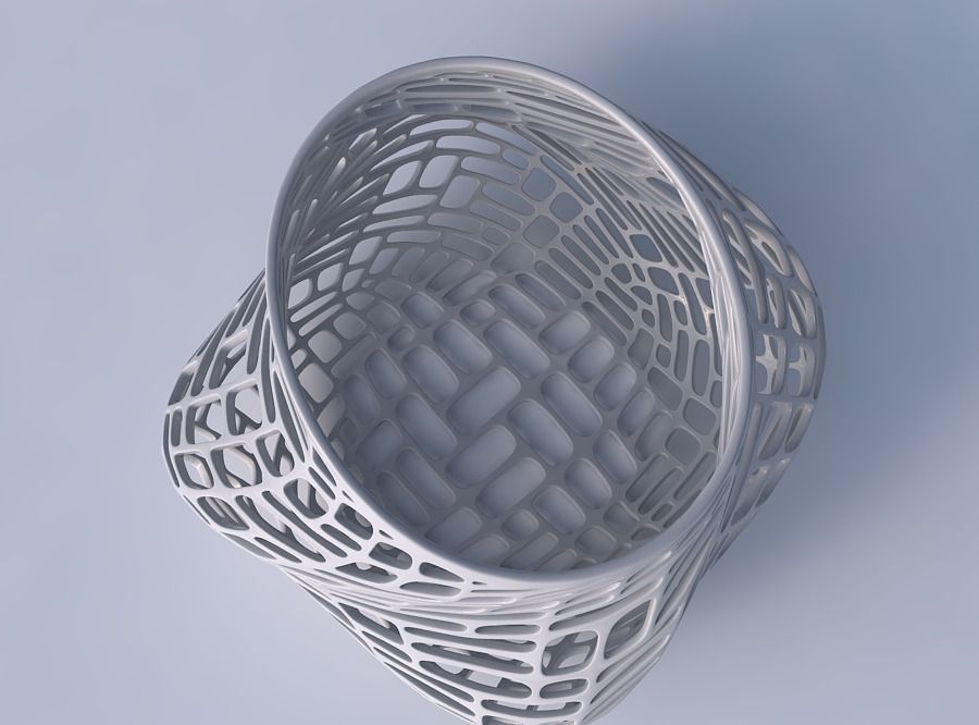 Bowl twisted elipse with lattice tiles 3D print model_2