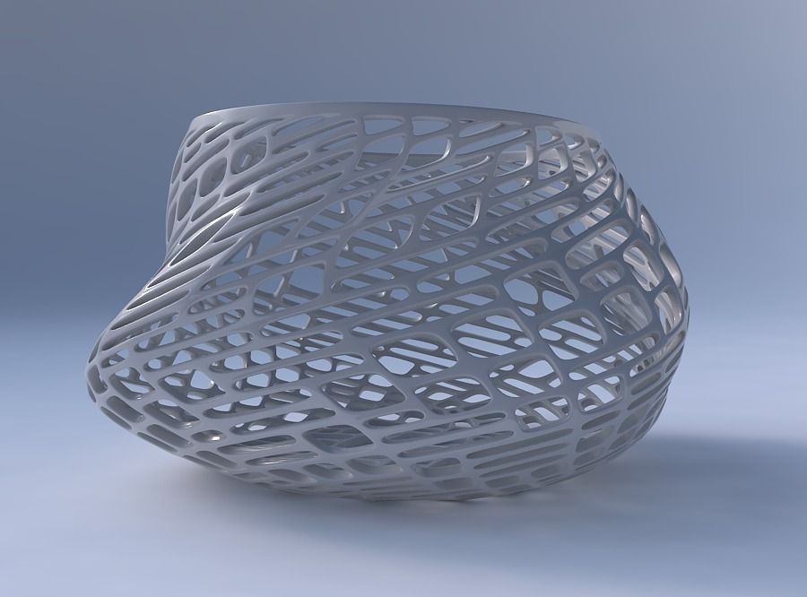 Bowl twisted elipse with lattice tiles 3D print model_4