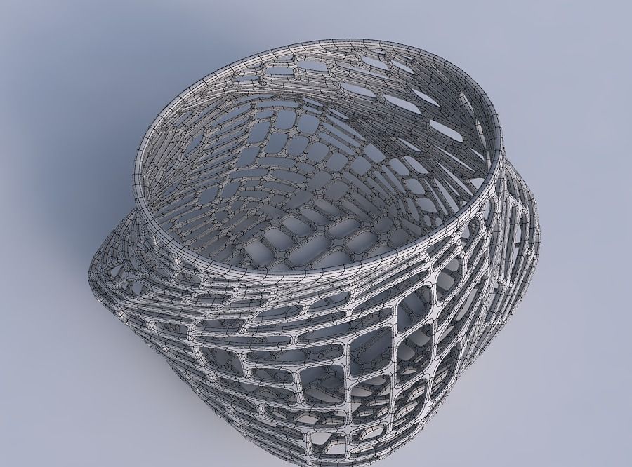 Bowl twisted elipse with lattice tiles 3D print model_6