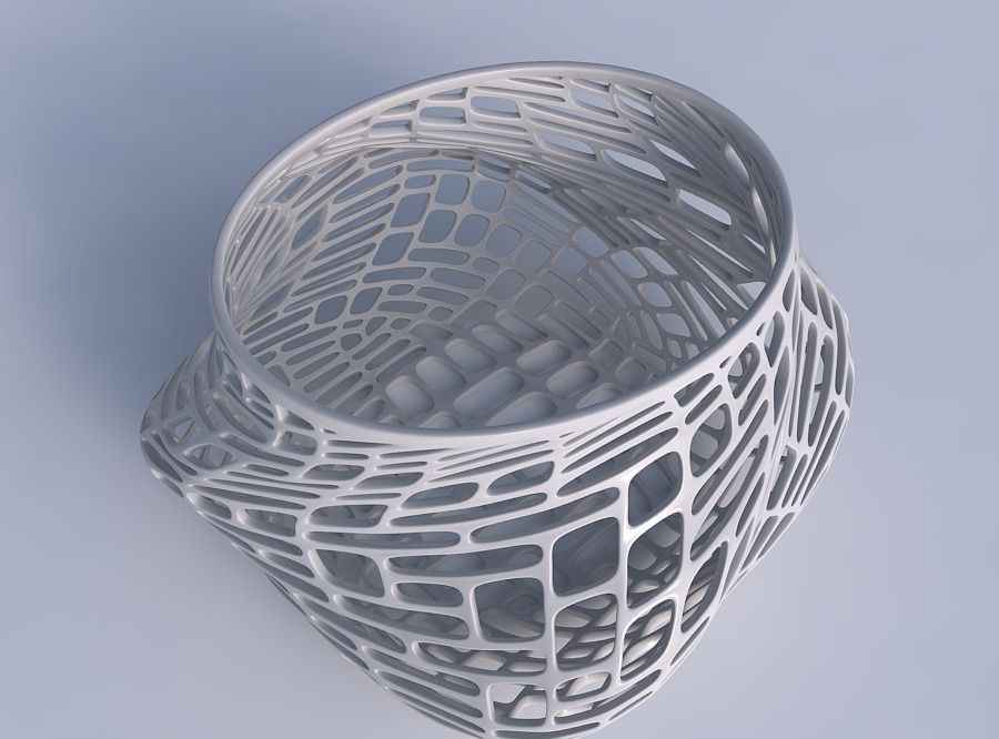 Bowl twisted elipse with lattice tiles 3D print model_1
