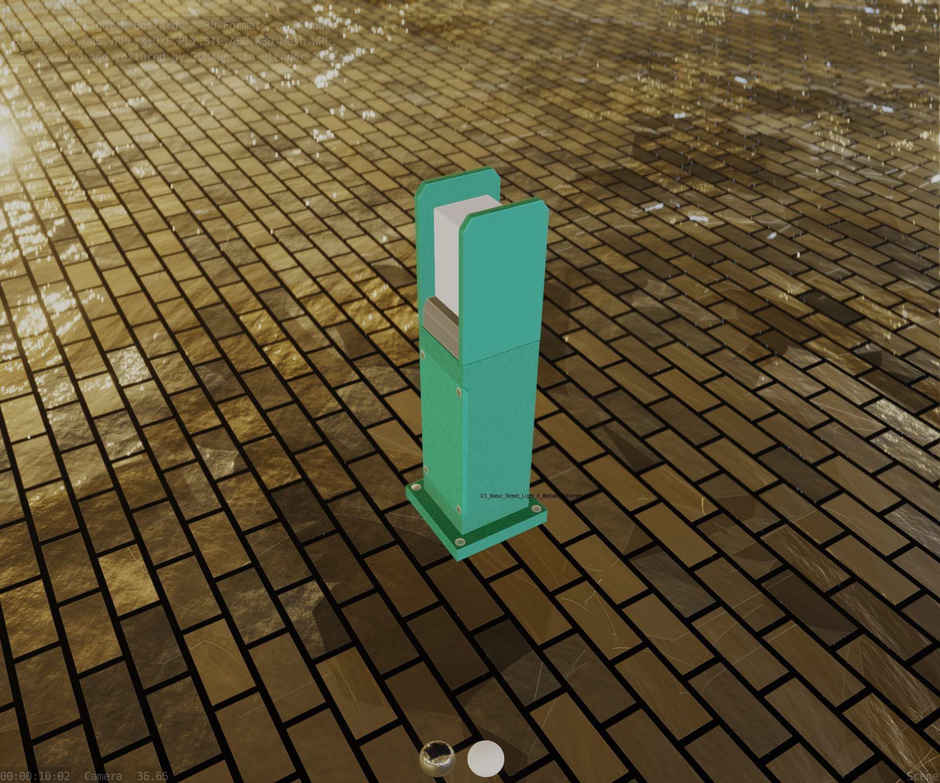 Street Light 8 Bollard 500mm Moss Green Version 1 Low-poly 3D model_42