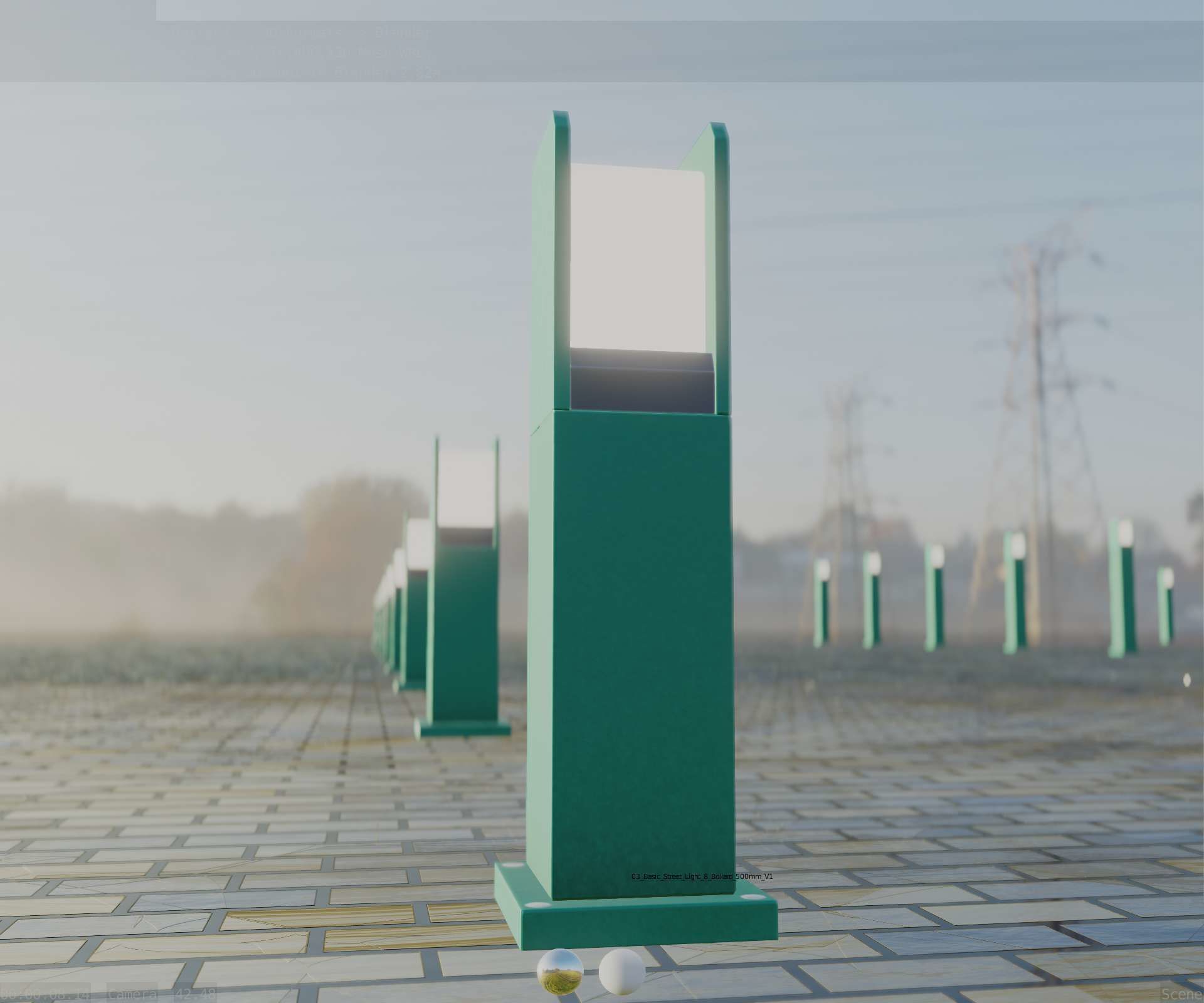 Street Light 8 Bollard 500mm Moss Green Version 1 Low-poly 3D model_7