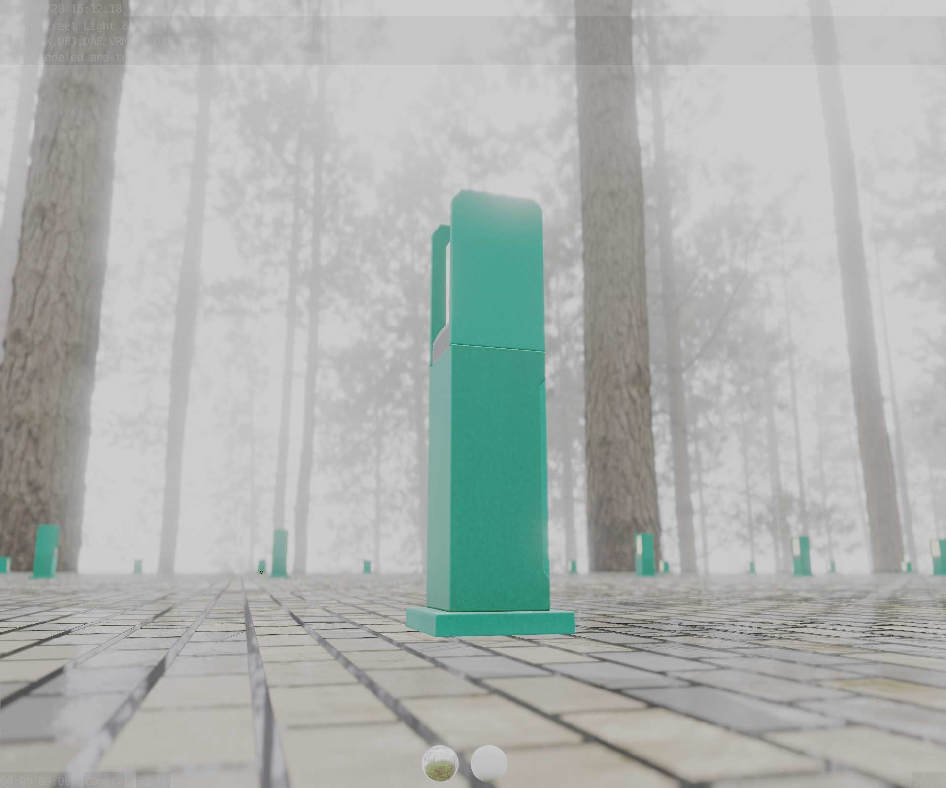 Street Light 8 Bollard 500mm Moss Green Version 1 Low-poly 3D model_17