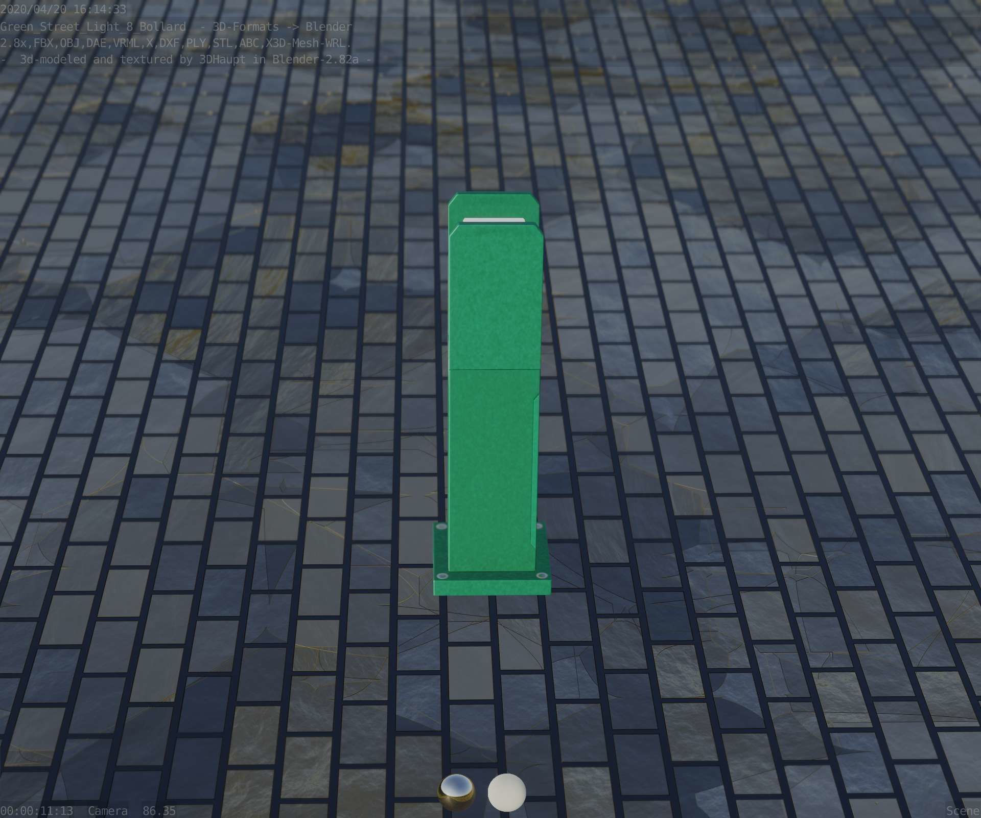 Street Light 8 Bollard 500mm Moss Green Version 1 Low-poly 3D model_77