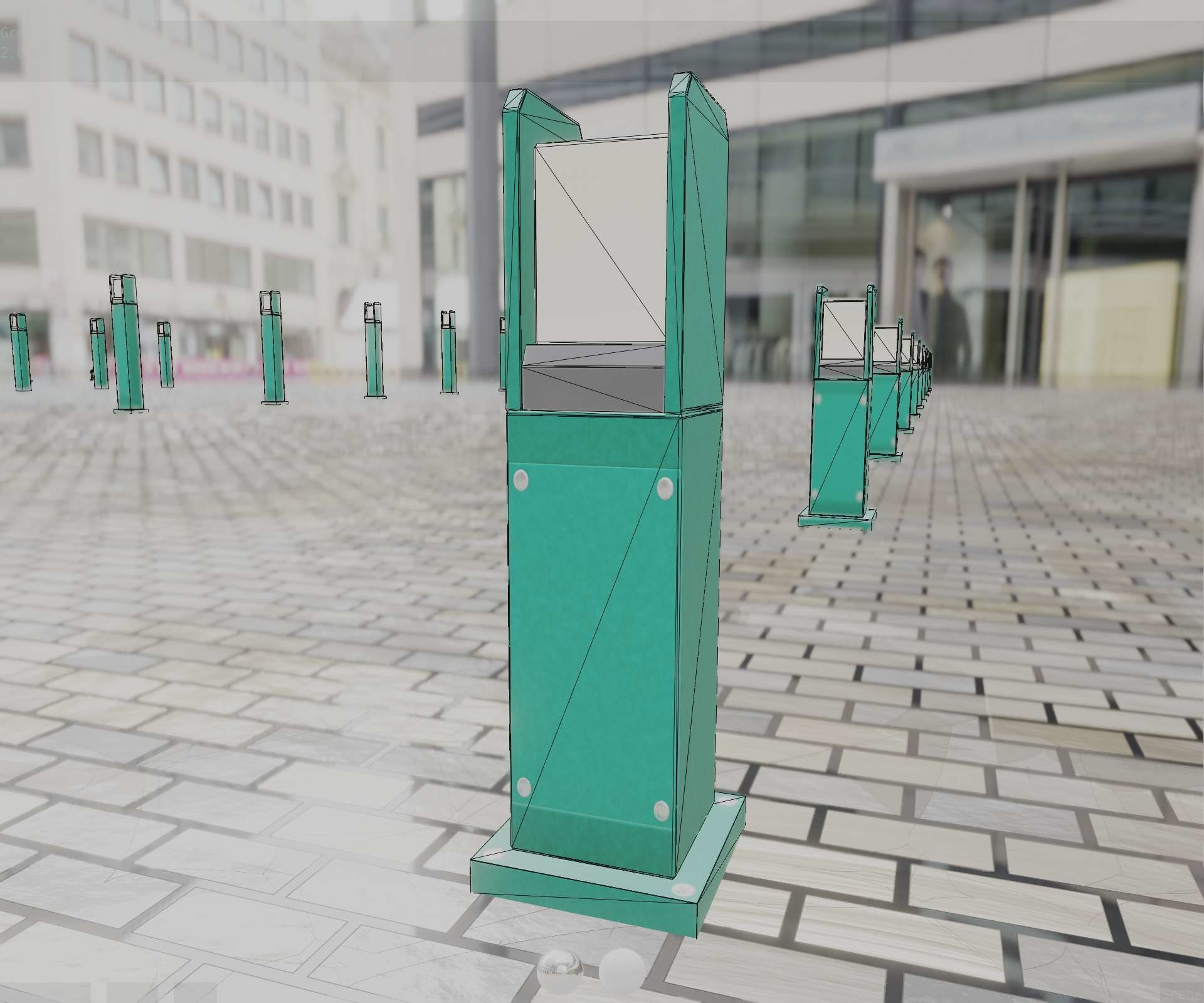 Street Light 8 Bollard 500mm Moss Green Version 1 Low-poly 3D model_35