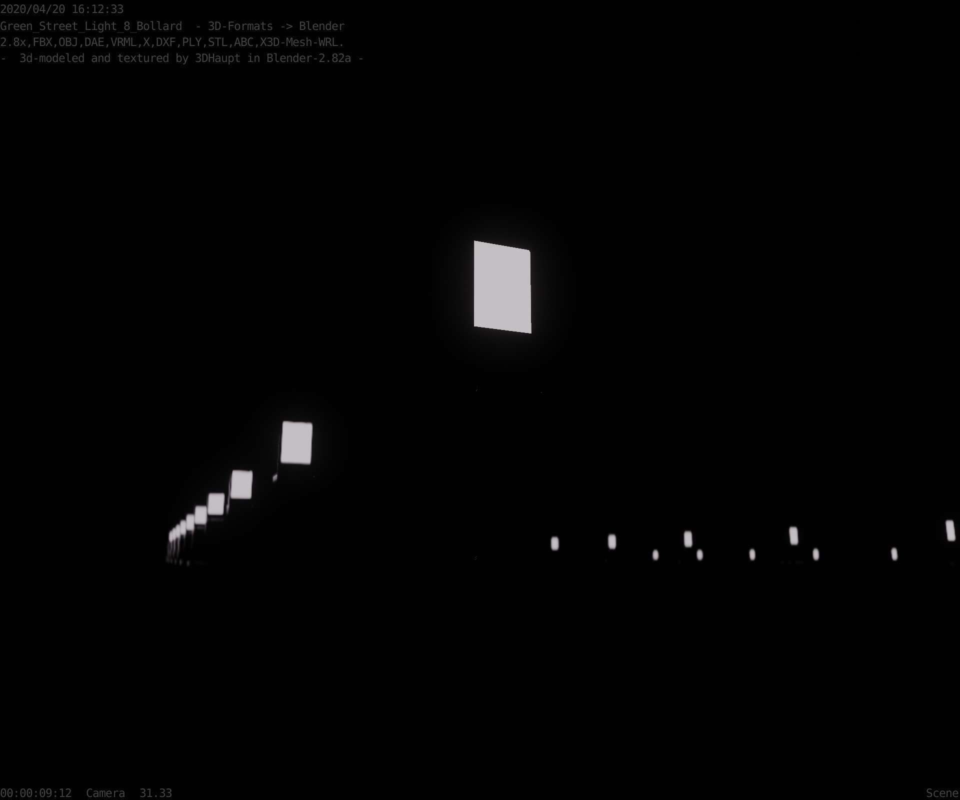 Street Light 8 Bollard 500mm Moss Green Version 1 Low-poly 3D model_28