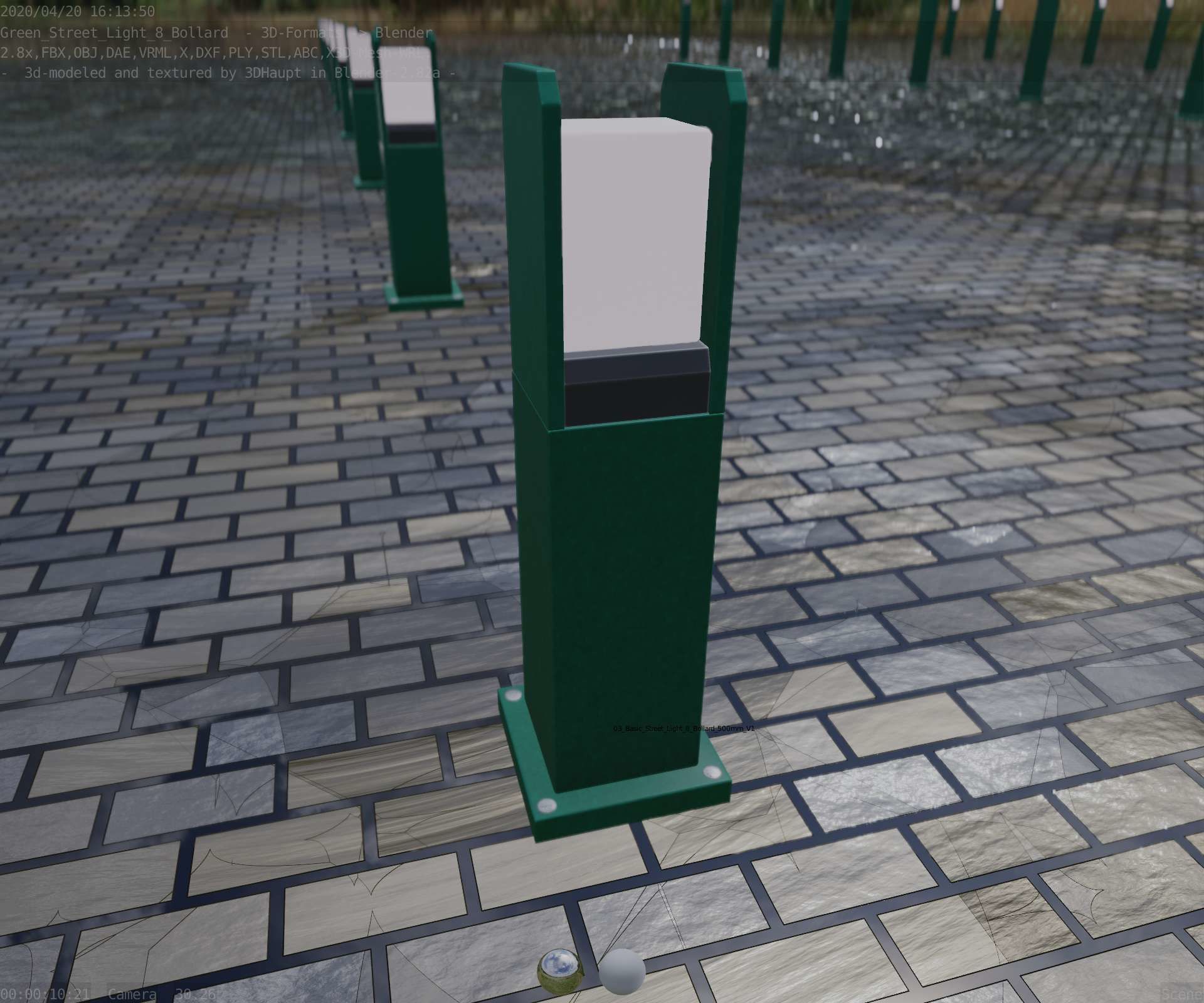 Street Light 8 Bollard 500mm Moss Green Version 1 Low-poly 3D model_61