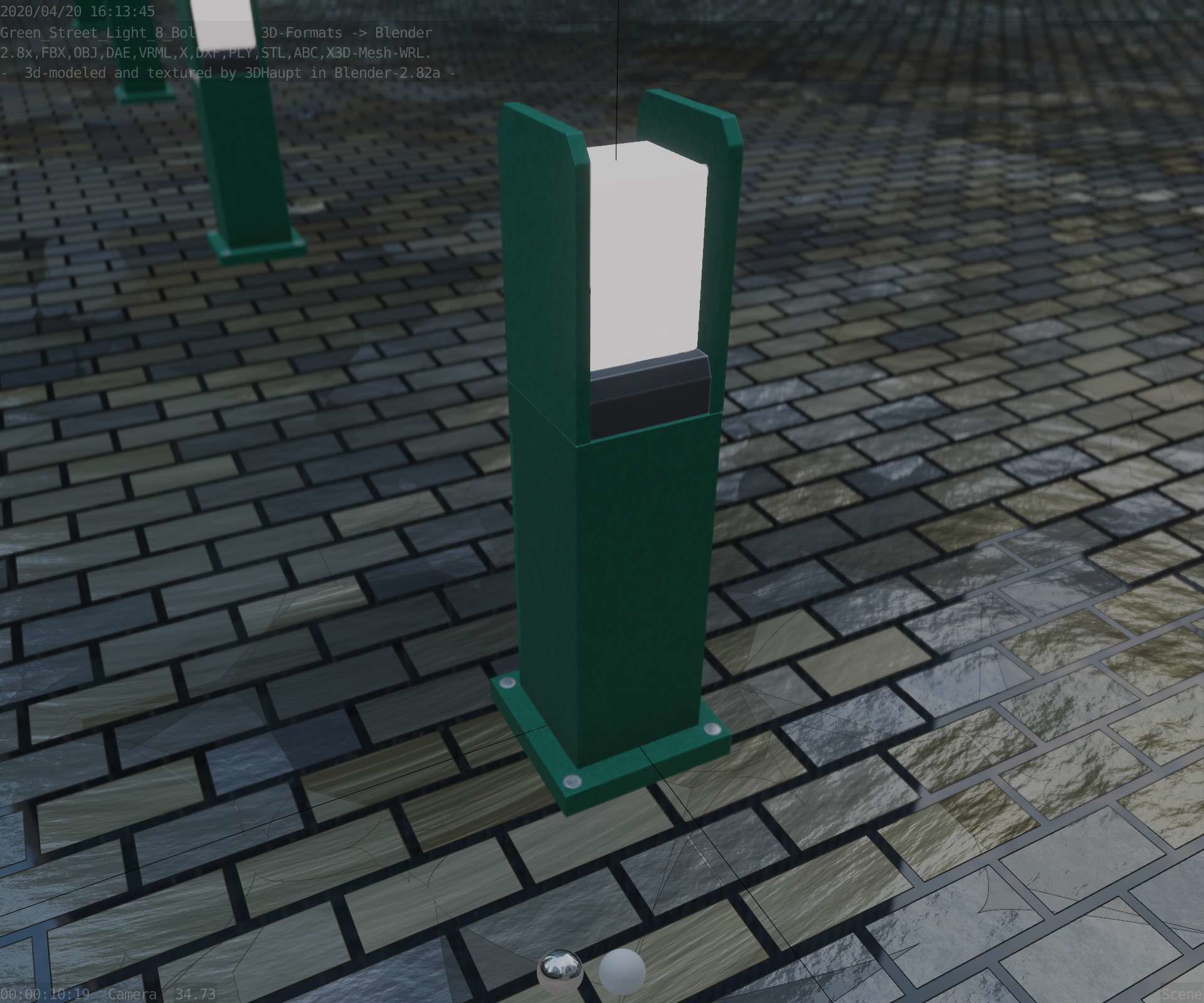 Street Light 8 Bollard 500mm Moss Green Version 1 Low-poly 3D model_59