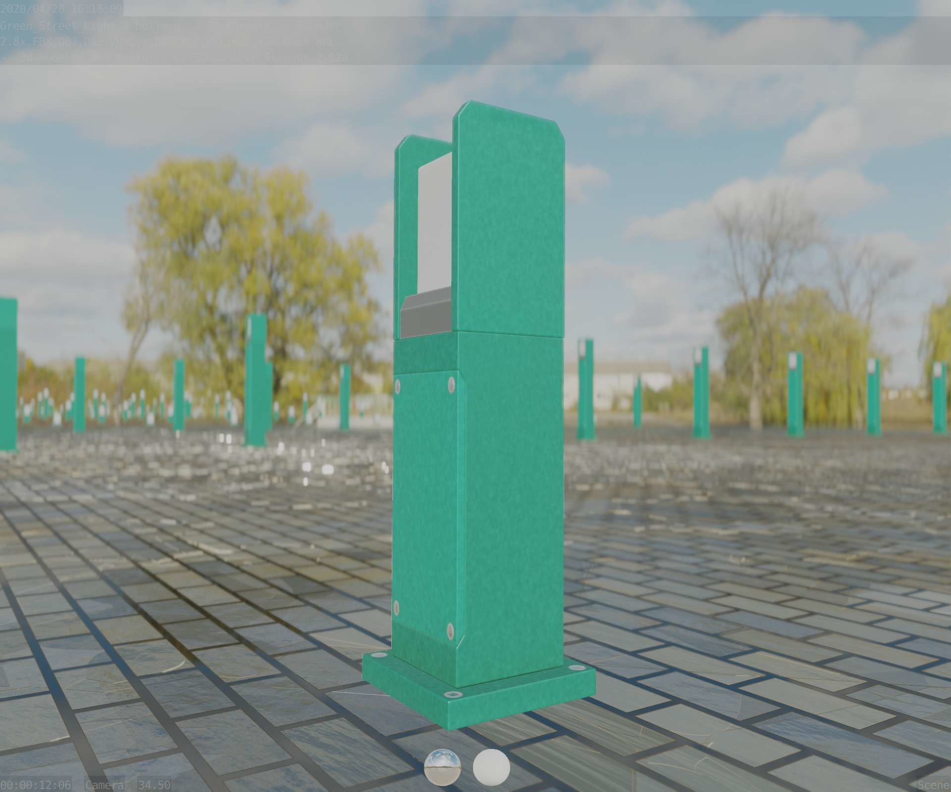 Street Light 8 Bollard 500mm Moss Green Version 1 Low-poly 3D model_94