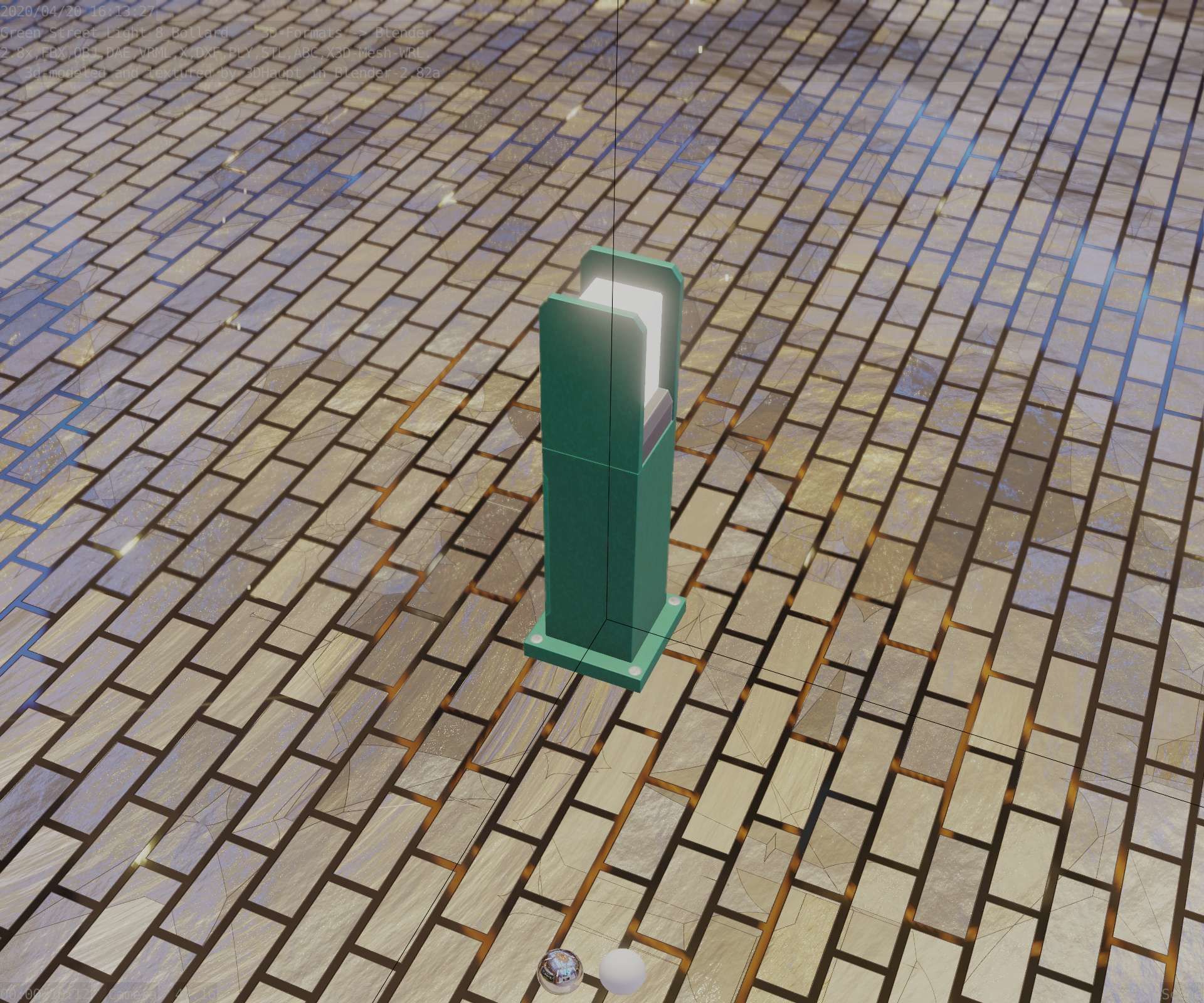 Street Light 8 Bollard 500mm Moss Green Version 1 Low-poly 3D model_52