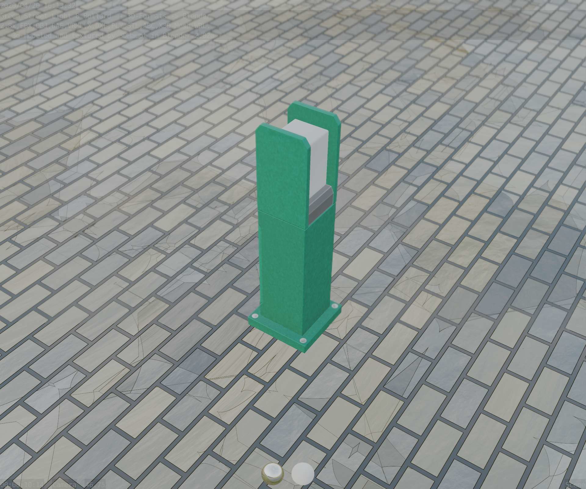 Street Light 8 Bollard 500mm Moss Green Version 1 Low-poly 3D model_54