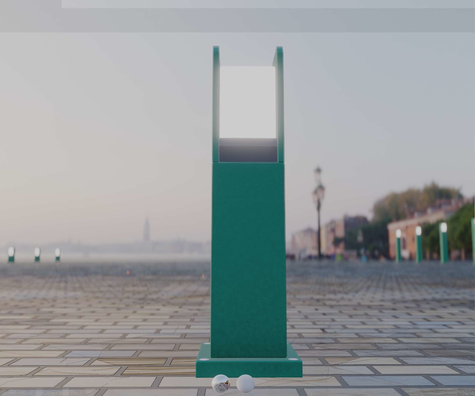 Street Light 8 Bollard 500mm Moss Green Version 1 Low-poly 3D model_8