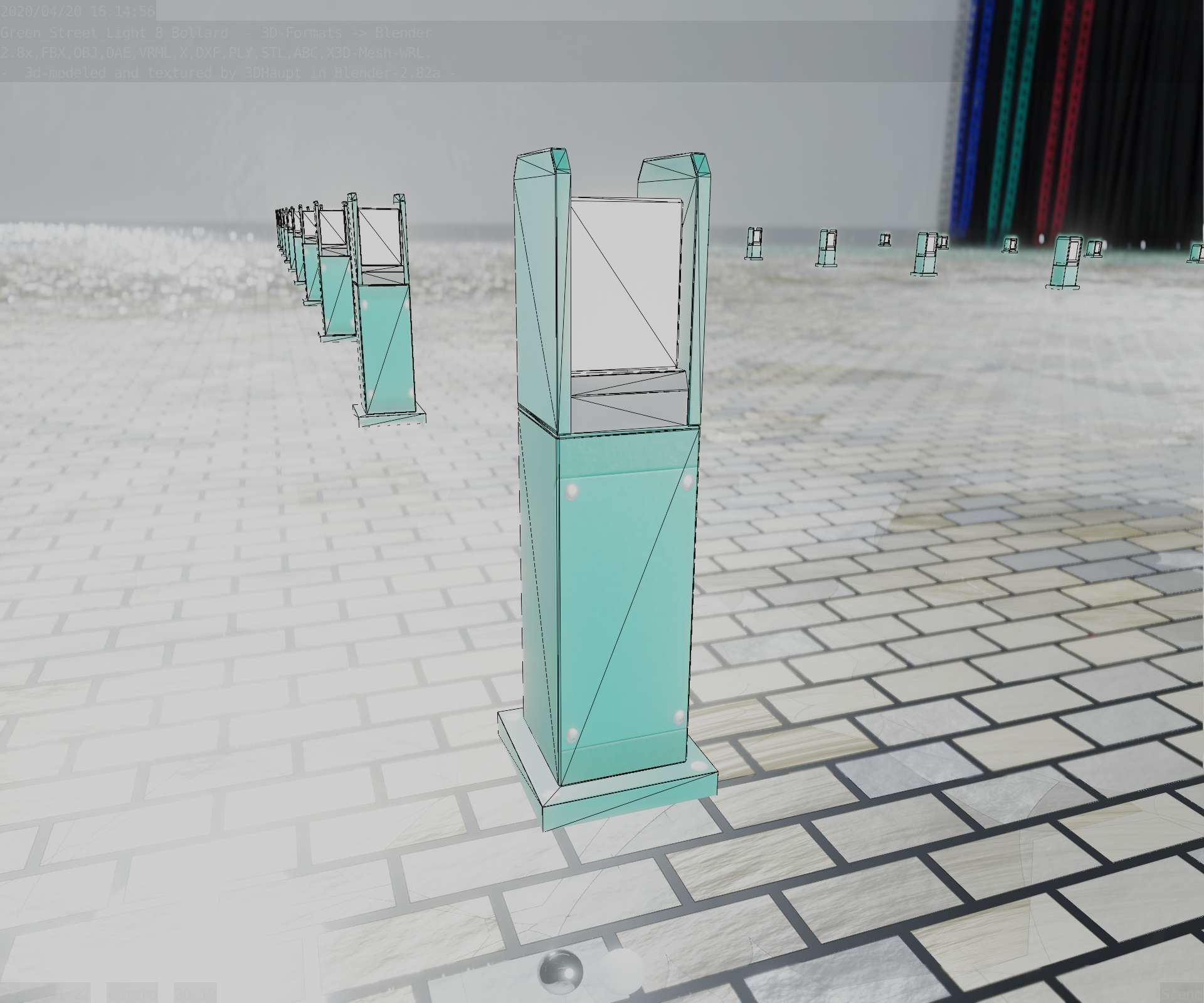 Street Light 8 Bollard 500mm Moss Green Version 1 Low-poly 3D model_86