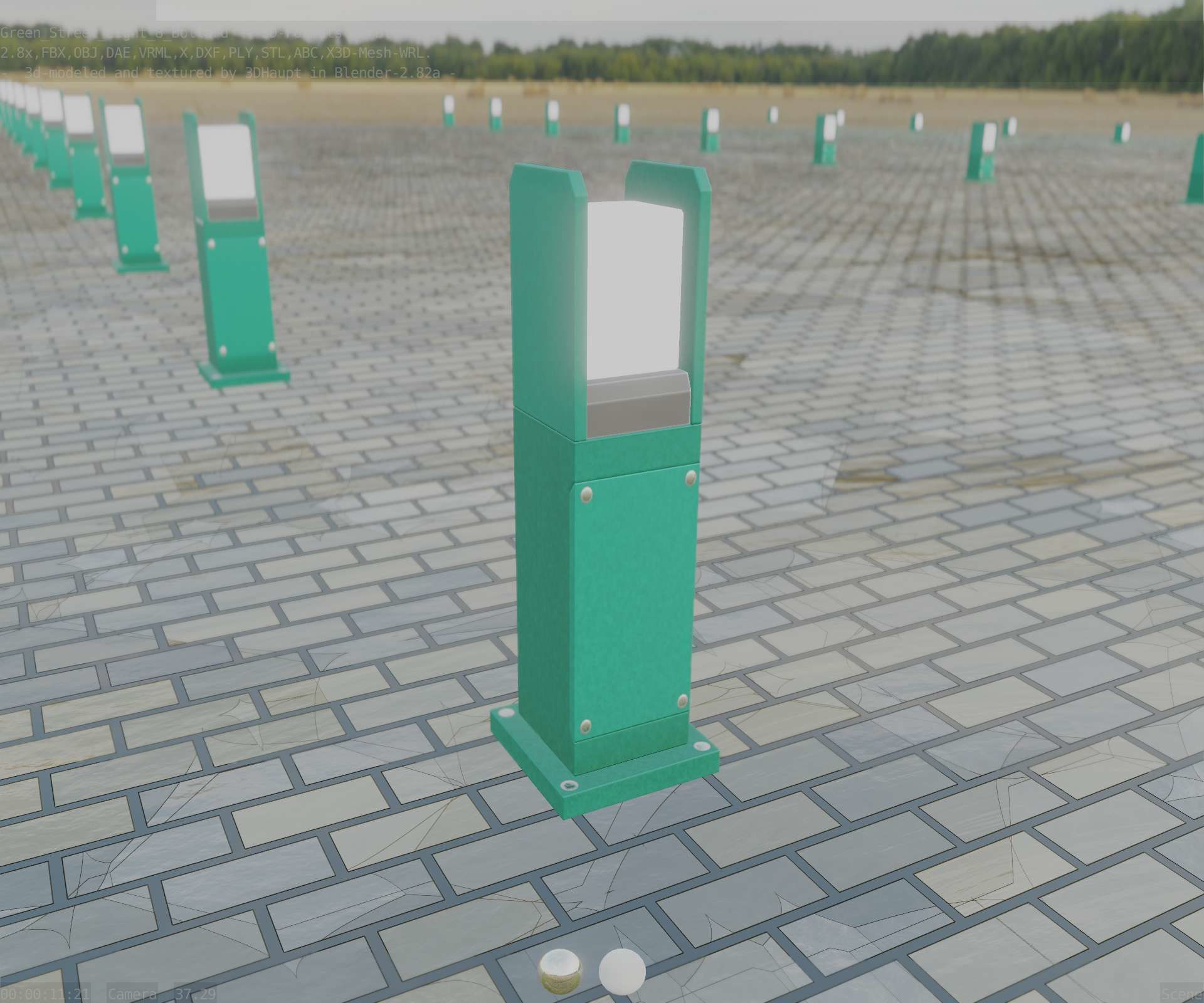 Street Light 8 Bollard 500mm Moss Green Version 1 Low-poly 3D model_85