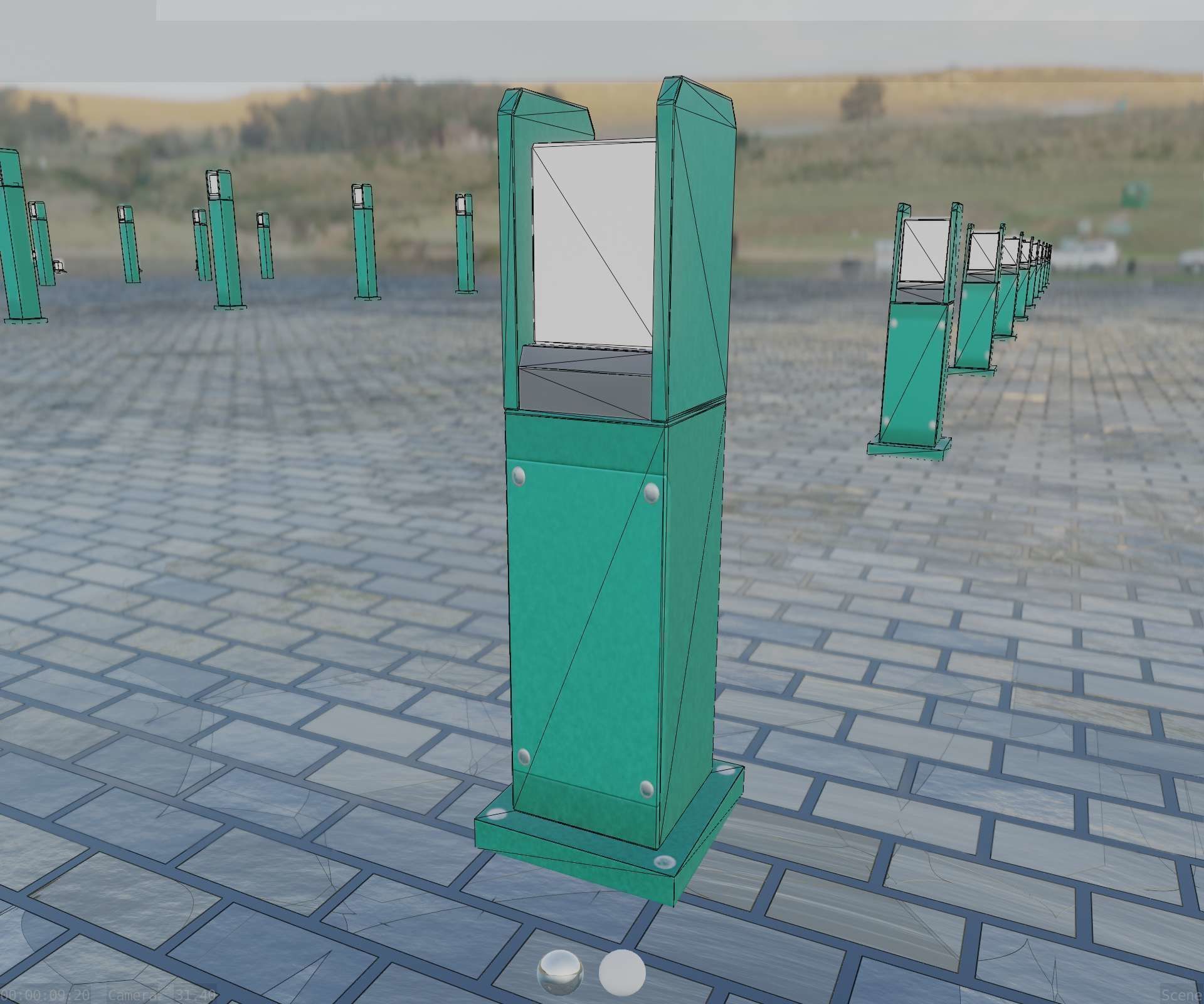 Street Light 8 Bollard 500mm Moss Green Version 1 Low-poly 3D model_36