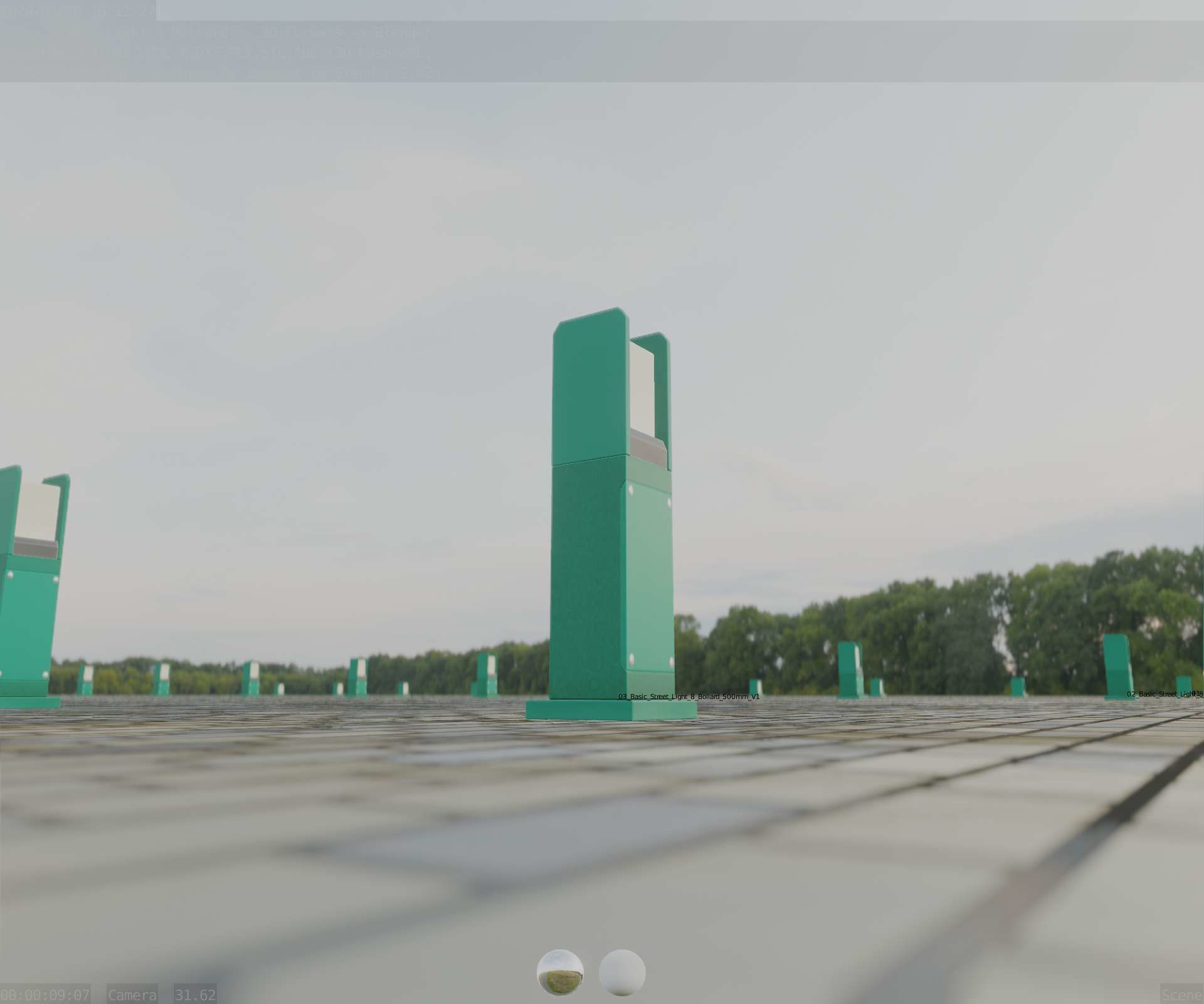 Street Light 8 Bollard 500mm Moss Green Version 1 Low-poly 3D model_24