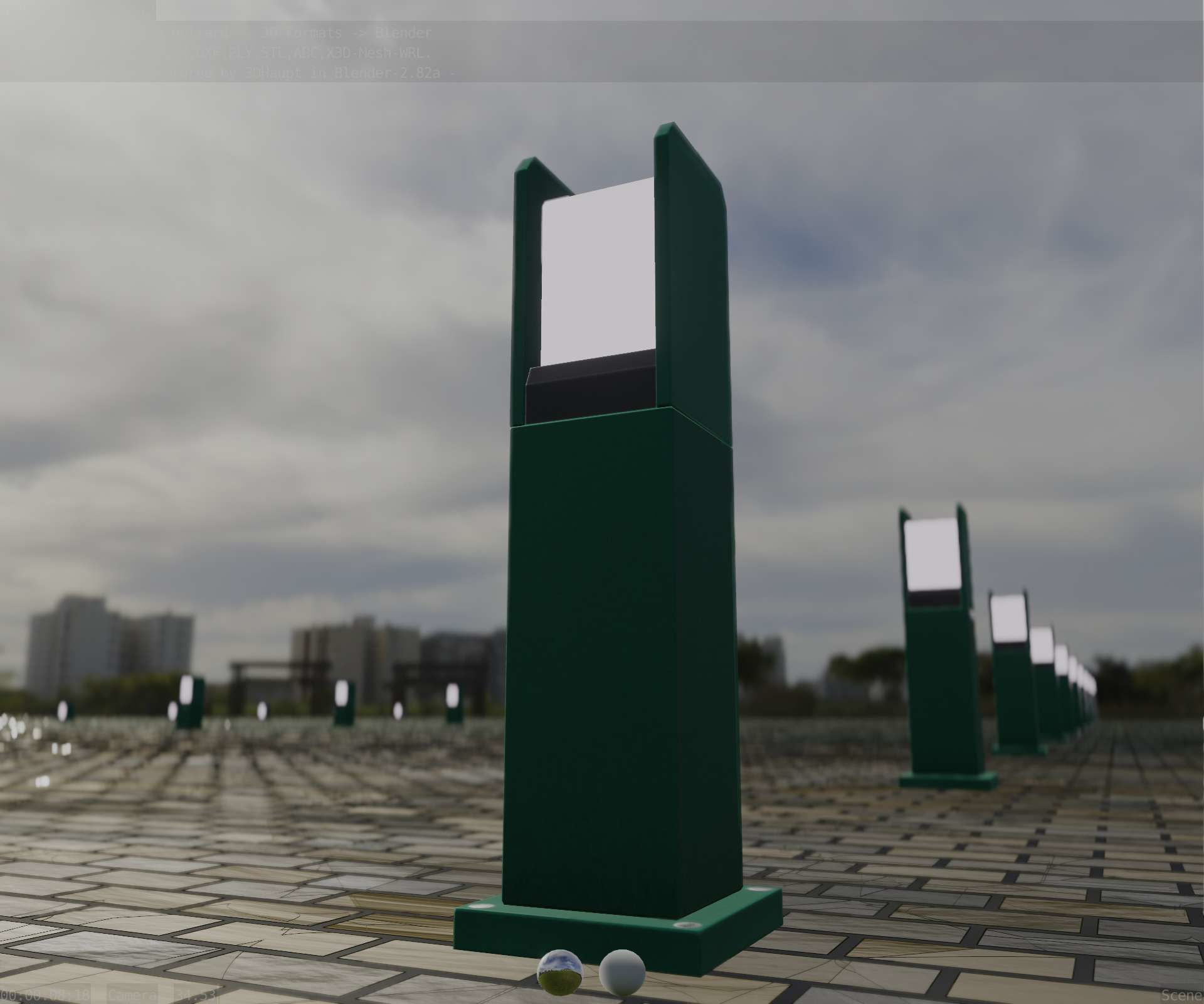 Street Light 8 Bollard 500mm Moss Green Version 1 Low-poly 3D model_11