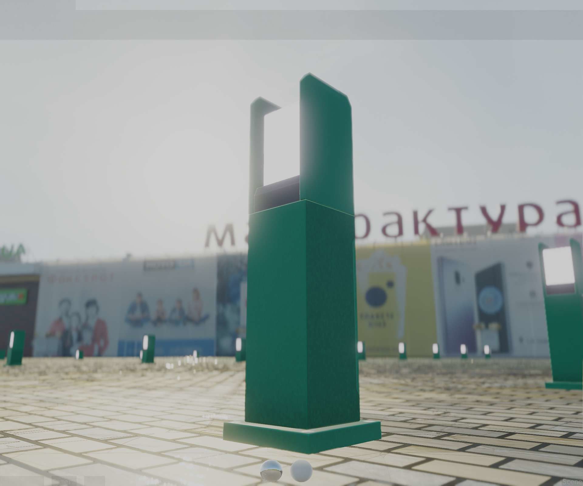 Street Light 8 Bollard 500mm Moss Green Version 1 Low-poly 3D model_13
