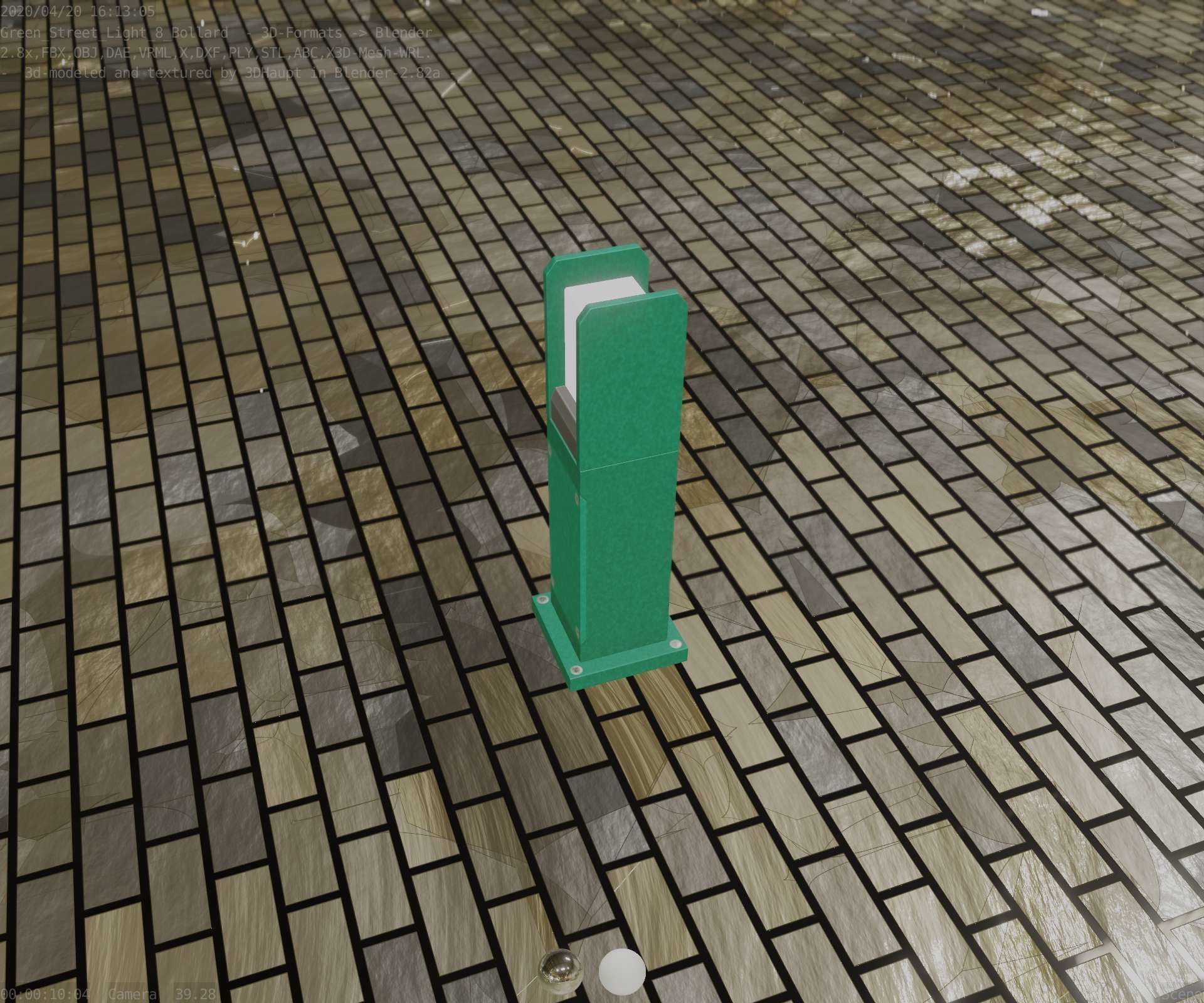 Street Light 8 Bollard 500mm Moss Green Version 1 Low-poly 3D model_44