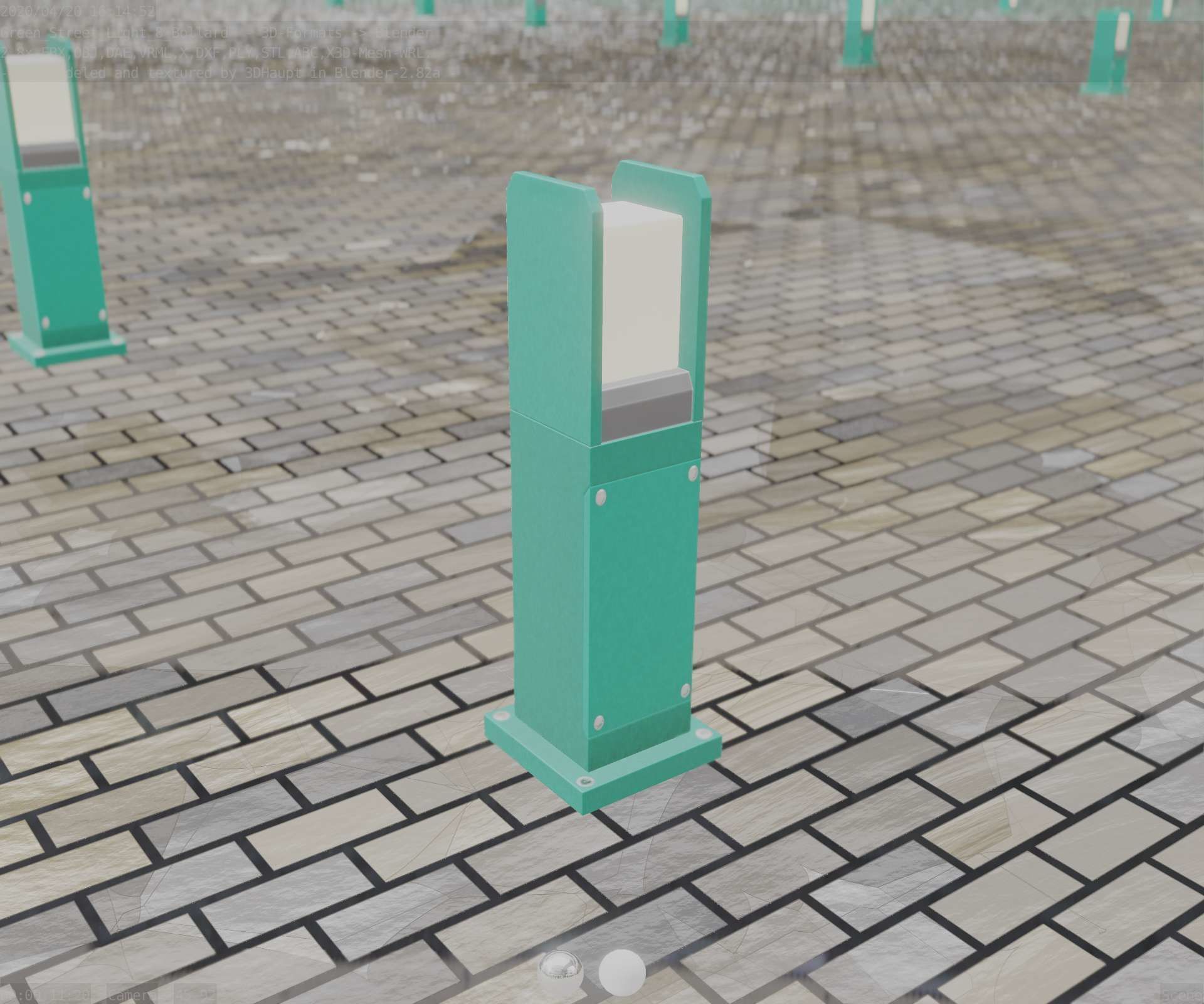 Street Light 8 Bollard 500mm Moss Green Version 1 Low-poly 3D model_84