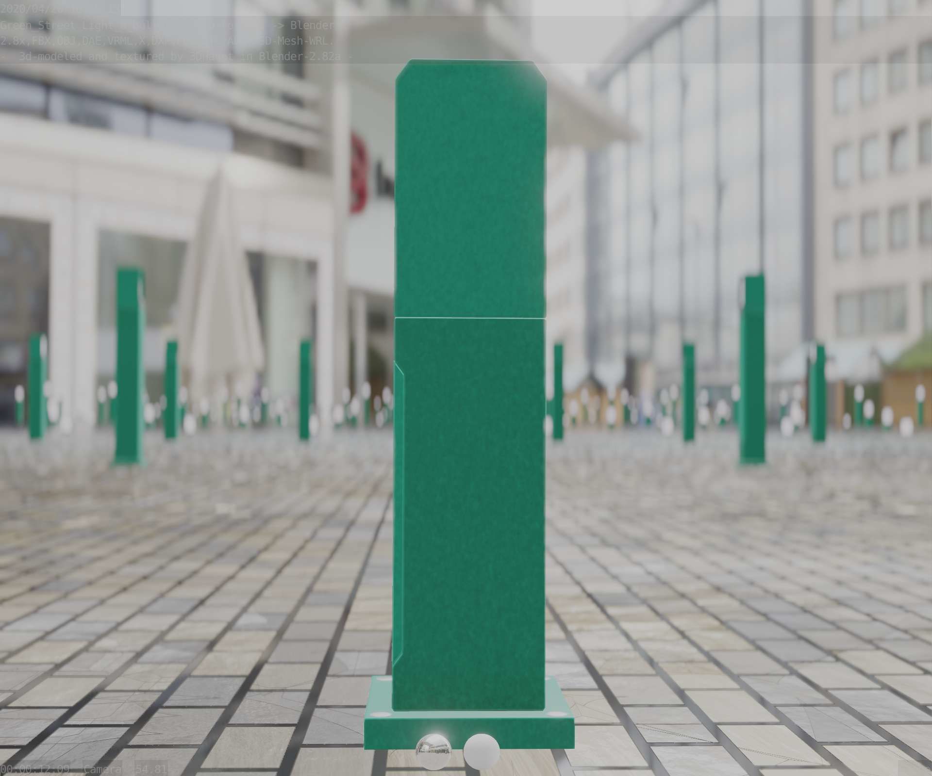Street Light 8 Bollard 500mm Moss Green Version 1 Low-poly 3D model_97