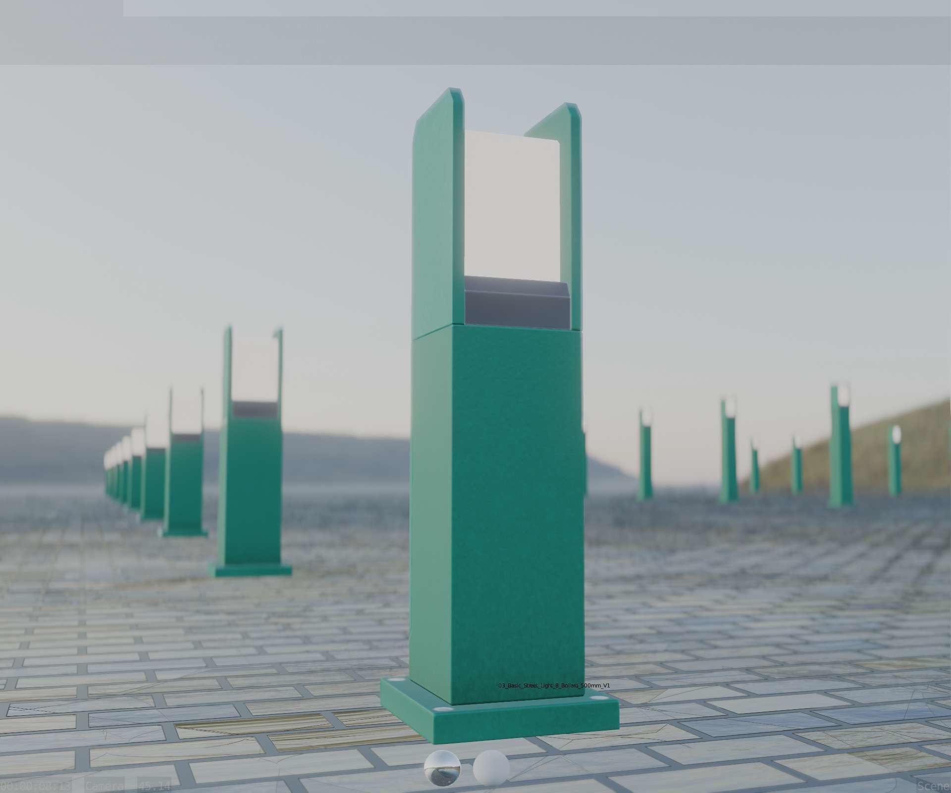 Street Light 8 Bollard 500mm Moss Green Version 1 Low-poly 3D model_1