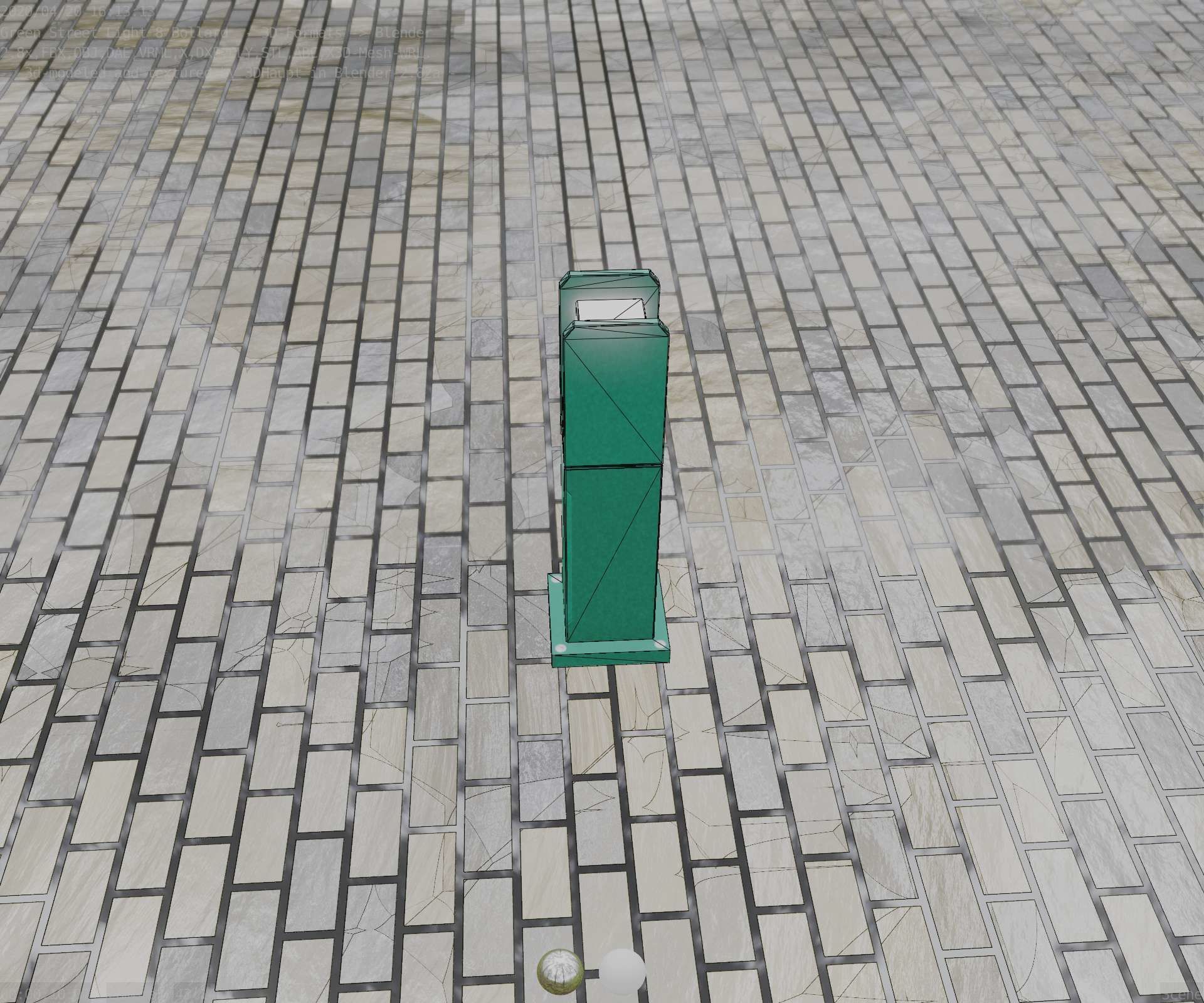 Street Light 8 Bollard 500mm Moss Green Version 1 Low-poly 3D model_47