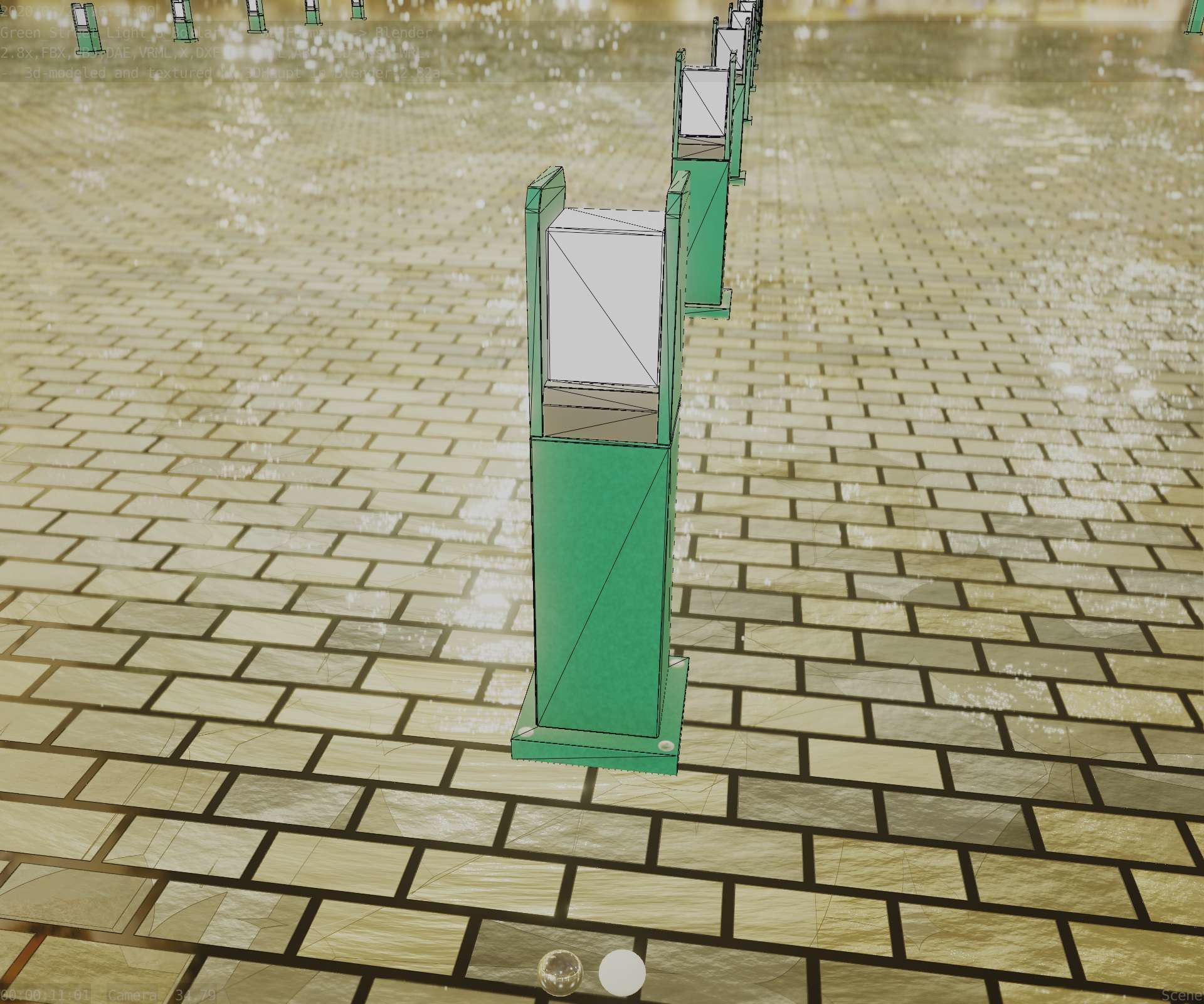 Street Light 8 Bollard 500mm Moss Green Version 1 Low-poly 3D model_65