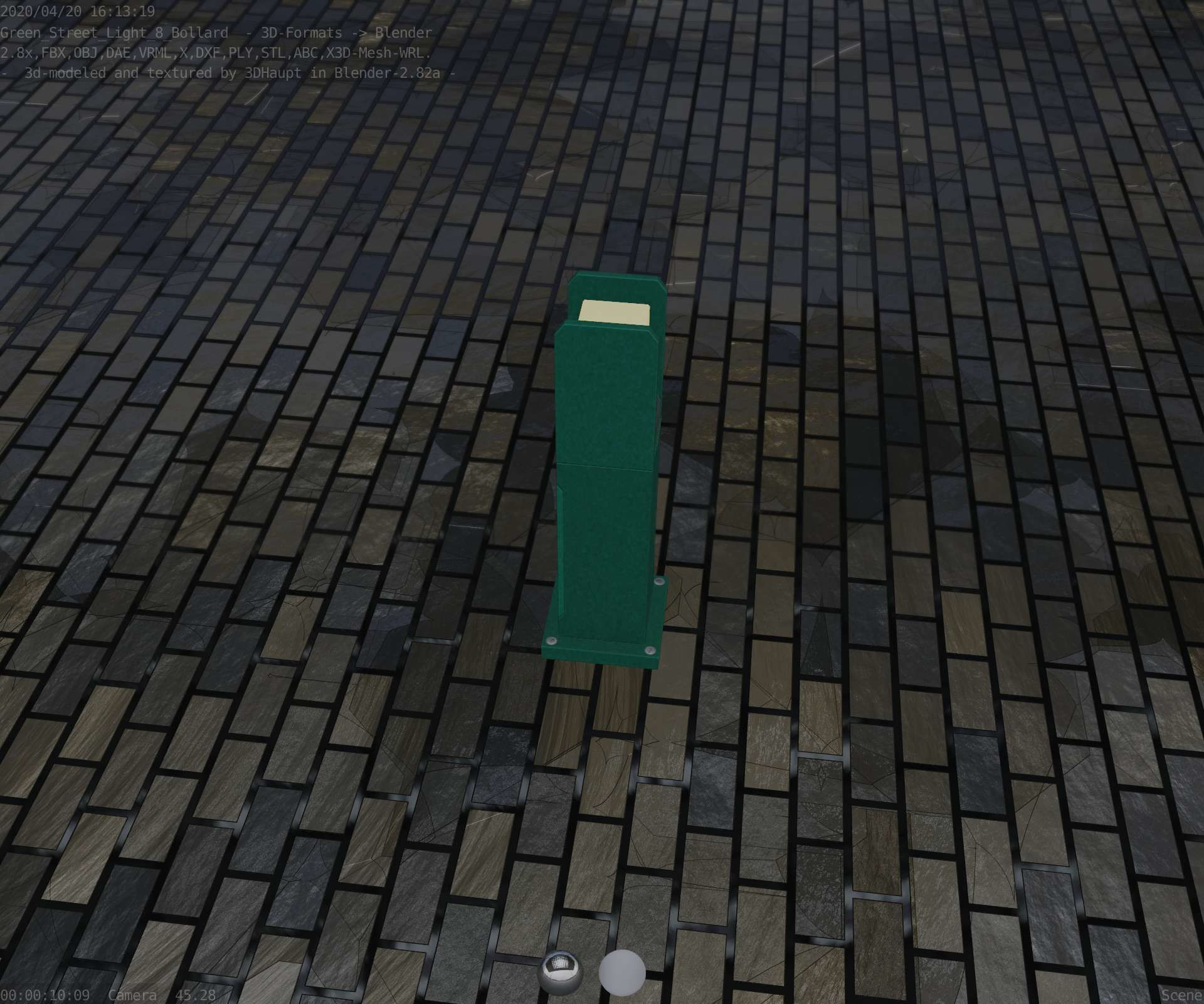 Street Light 8 Bollard 500mm Moss Green Version 1 Low-poly 3D model_49