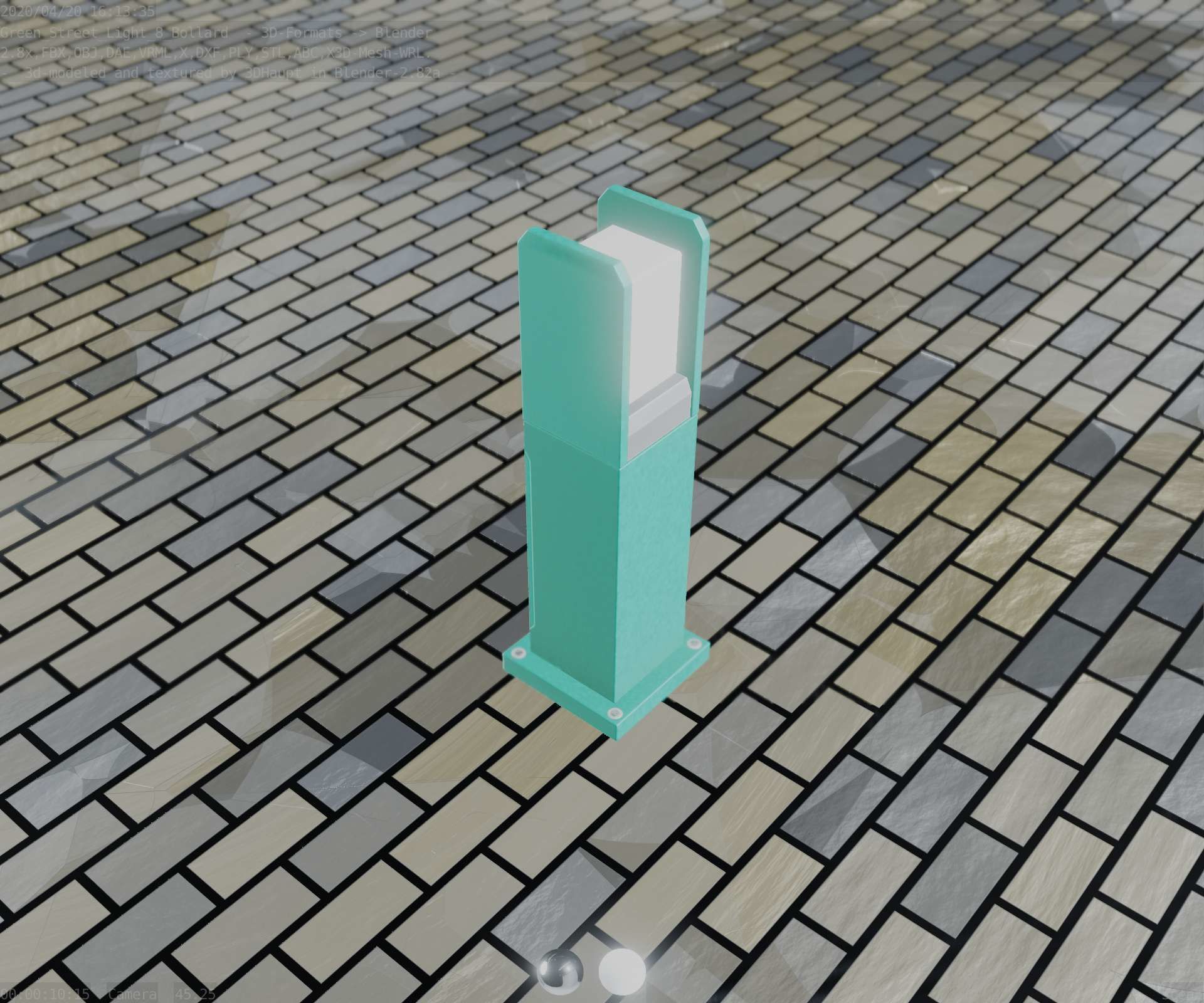Street Light 8 Bollard 500mm Moss Green Version 1 Low-poly 3D model_55