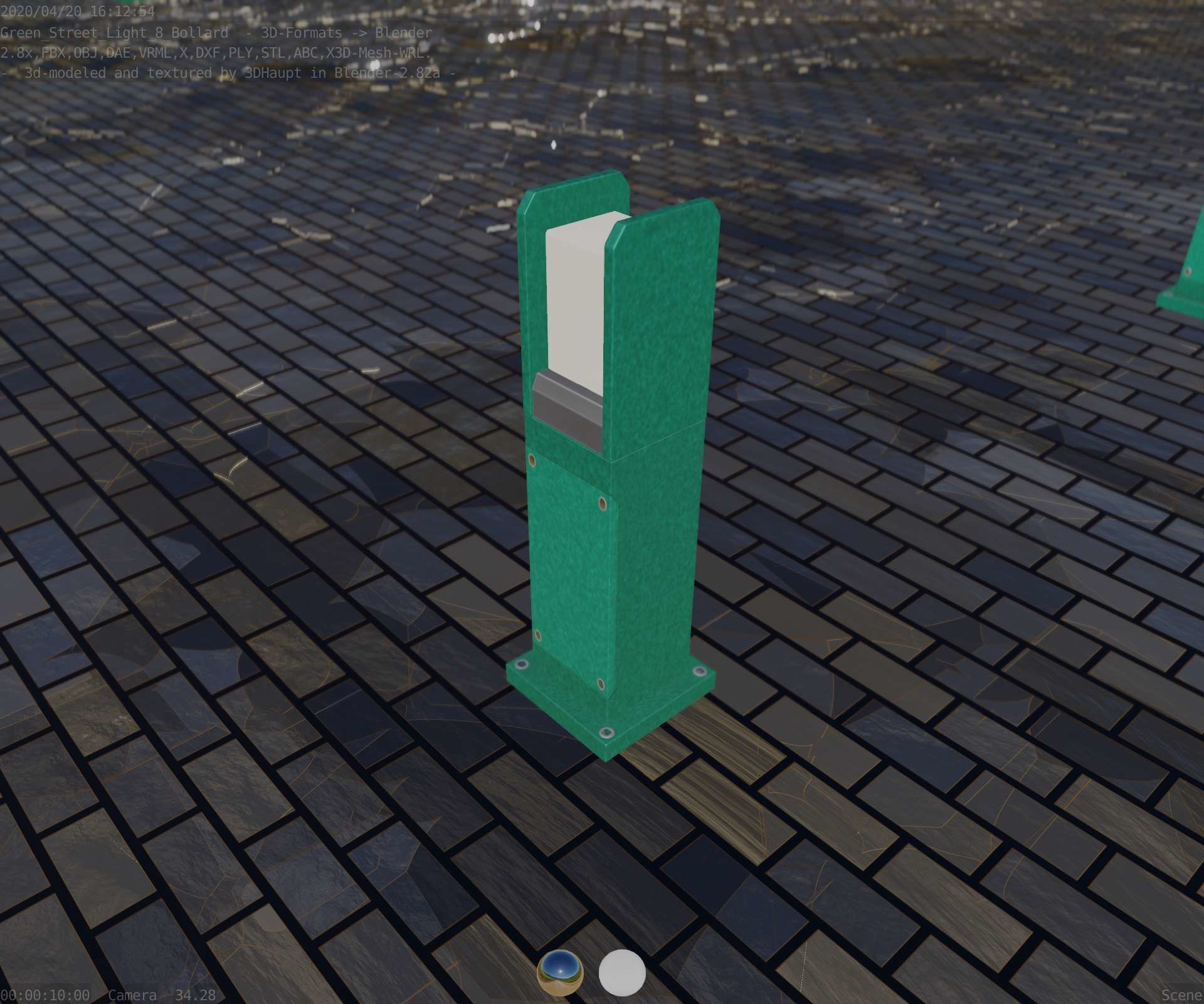 Street Light 8 Bollard 500mm Moss Green Version 1 Low-poly 3D model_40