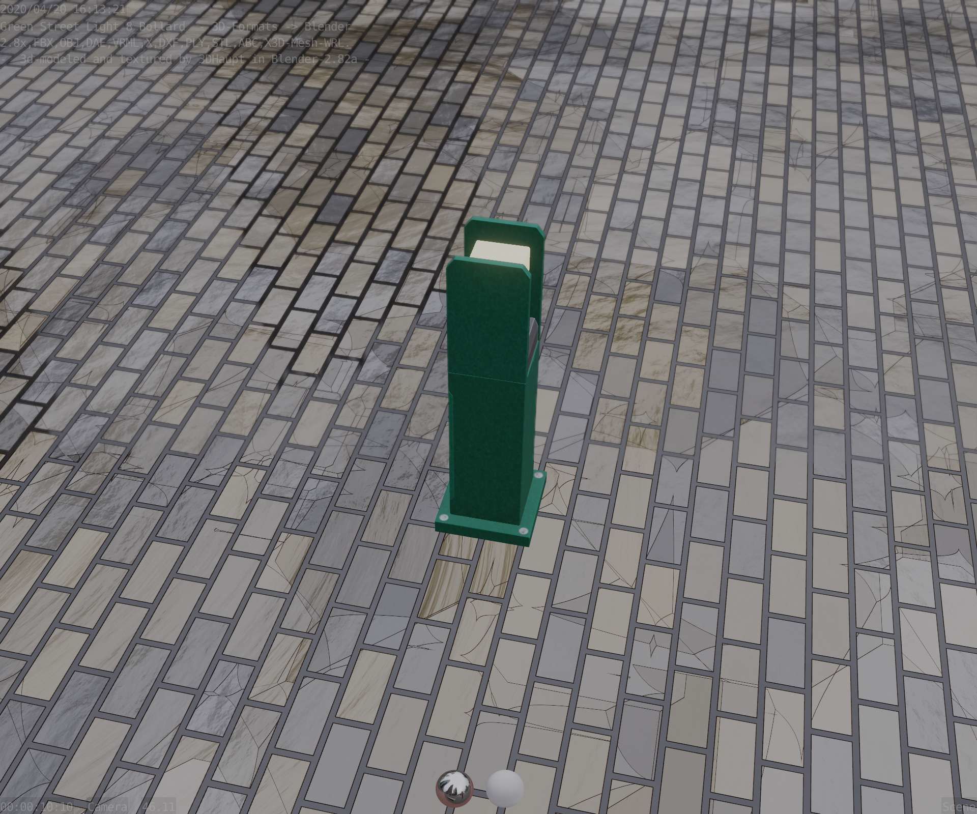 Street Light 8 Bollard 500mm Moss Green Version 1 Low-poly 3D model_50
